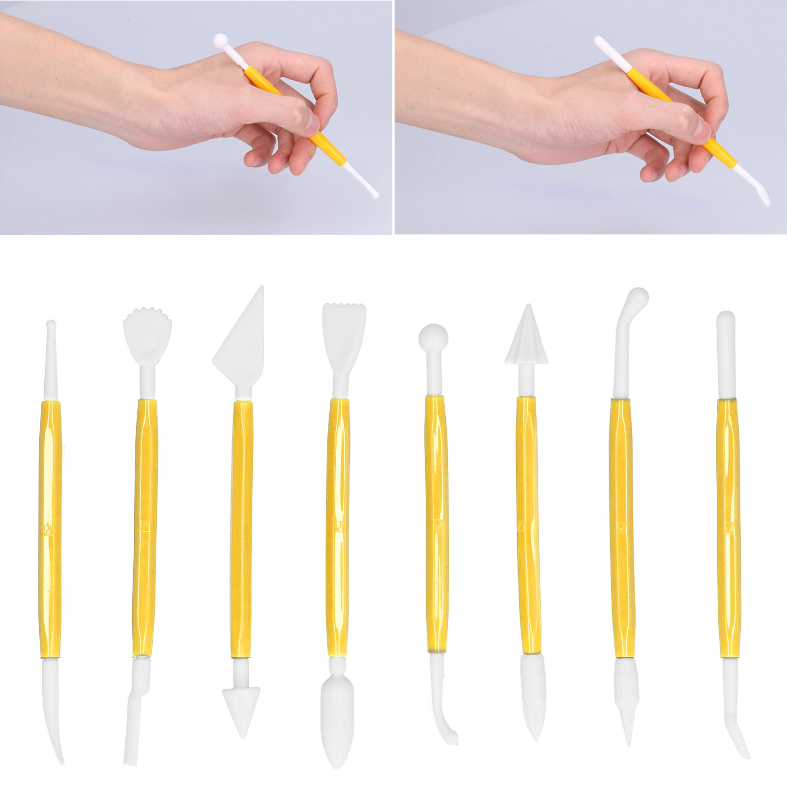 Set Mit 8 Werkzeugen Zum Dekorieren Von Fondant, Gebäck Und Torten, Inklusive Schokoladenformen Und Ausstechformen (gelb)