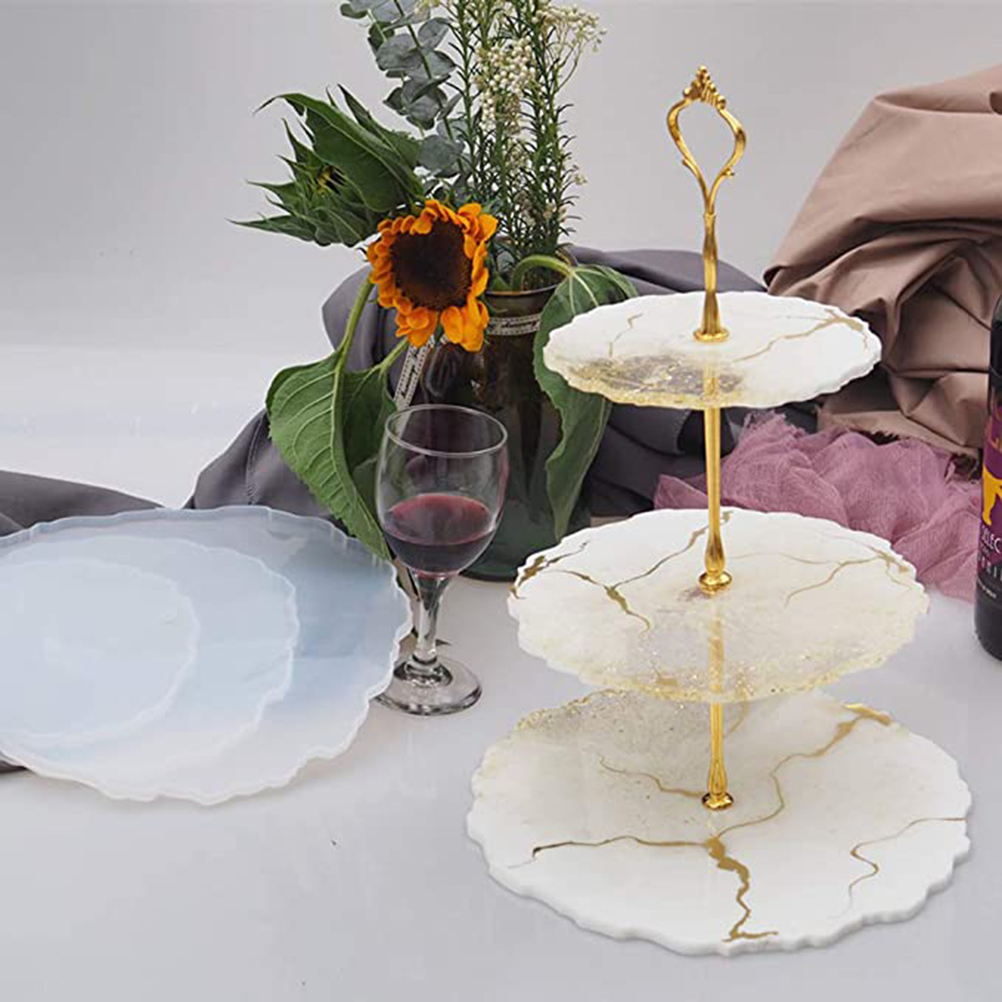 Set Aus 6 Silikonformen Für Eine 3-stöckige Tortenplatte, Aus Kunstharz, Für Dekoration Und Kreative Hobbys.