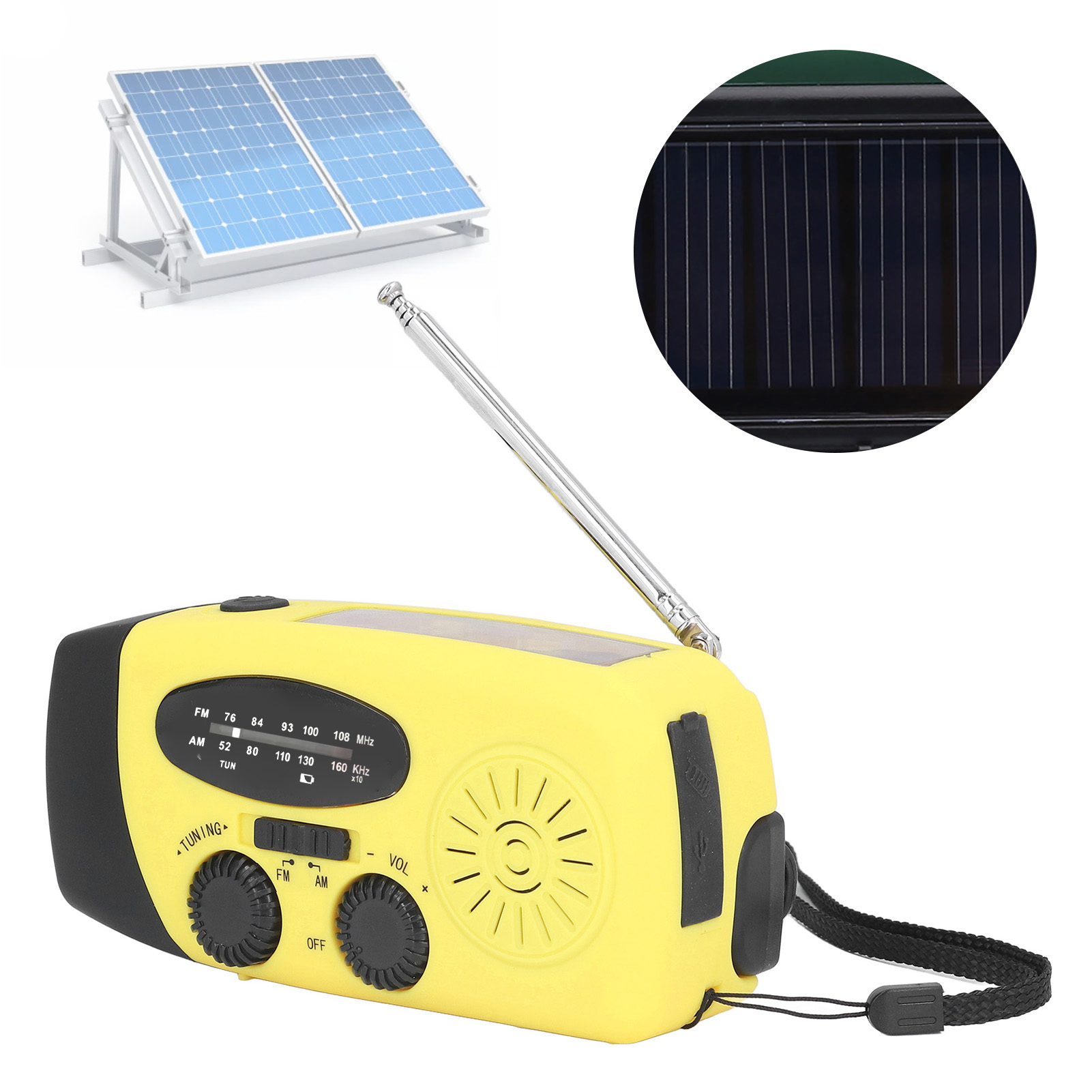 Handkurbel-solarradio, Multifunktionales Solarradio, Handkurbelbetriebene Generatorlampe Zur Katastrophenvorsorge, Gelber Japanischer Stil