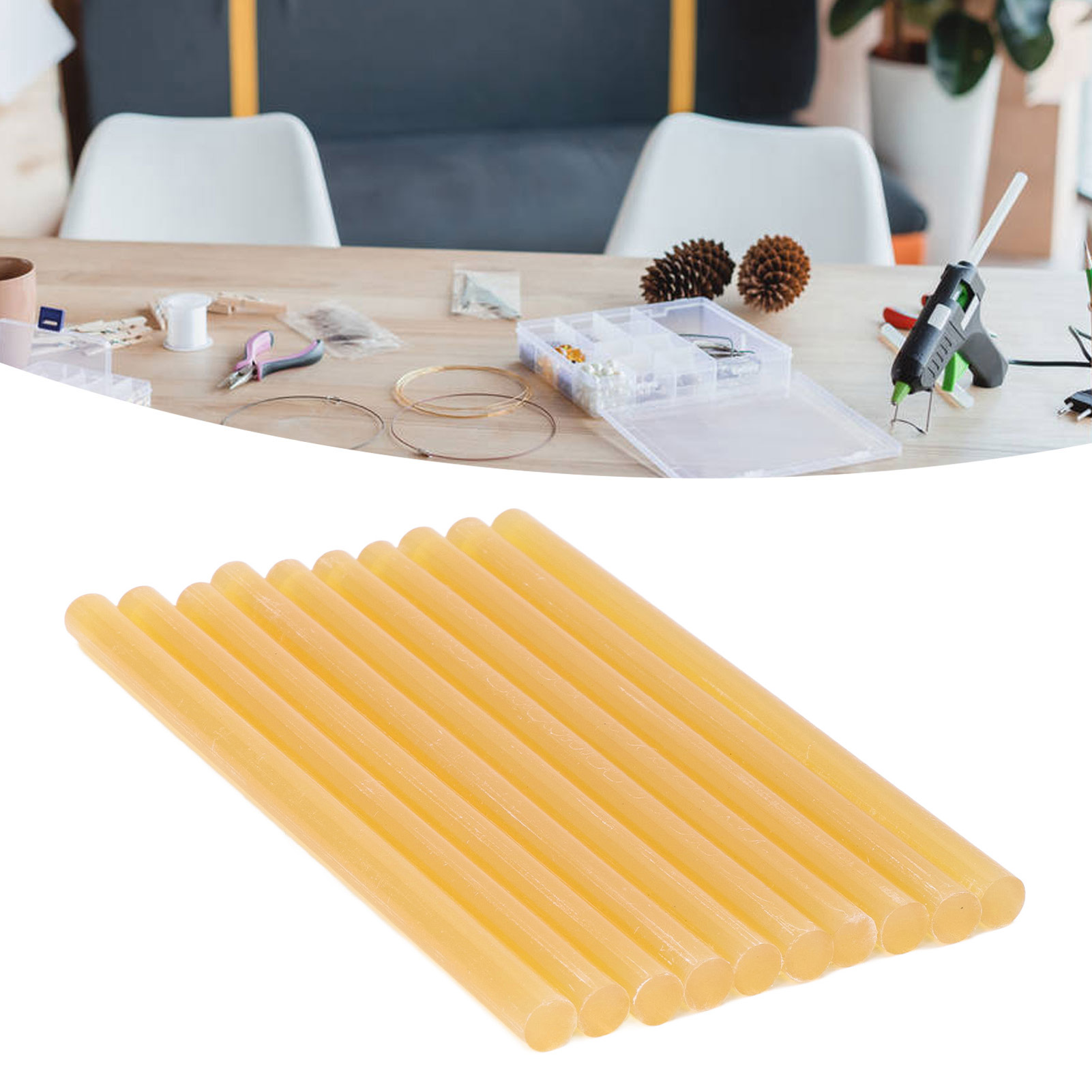 Packung Mit 10 Heißklebesticks, 11 X 200 Mm, Heißklebestreifen, Silikonklebestreifen, Klebesticks Für Glas, Farbige Heißklebepistolen, Kleine Klebesticks, Gelb.