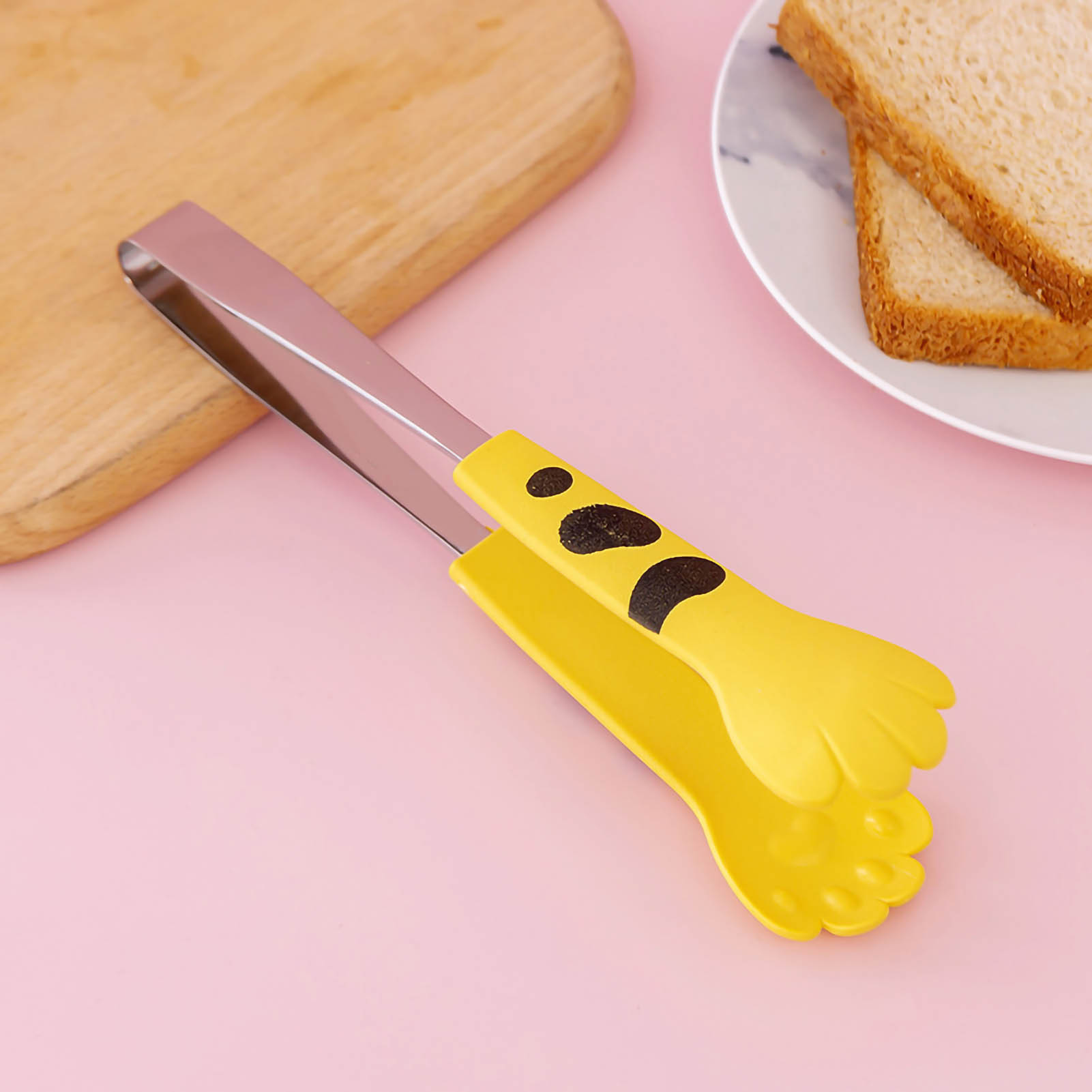 Küchenzange In Katzenpfotenform, Edelstahl, Für Salat, Backen Und Grillen, Mittelgelb