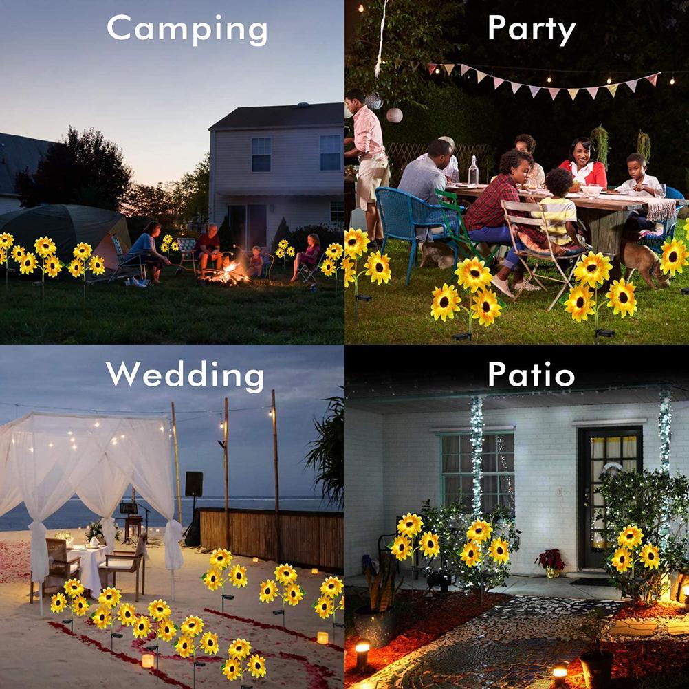 Solarbetriebene Led-pfahlleuchten Für Den Außenbereich, Sonnenblumenförmig, Wasserdicht, Dekorativ Für Garten, Terrasse Oder Hof.