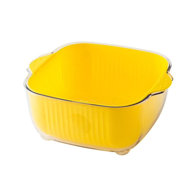 Doppellagiger, Gelber, Entenförmiger Abtropfkorb Zum Waschen Von Gemüse, Abtropfkorb Für Die Küchenspüle, Multifunktionales Aufbewahrungsbecken, Obstkorb, Große Ausführung.