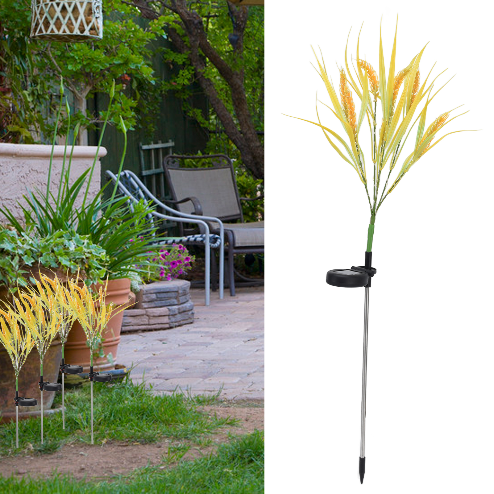 Solarbetriebene Led-lampe In Weizenform, Wasserdicht, Für Garten, Park, Hof Oder Rasen, 2er-set.