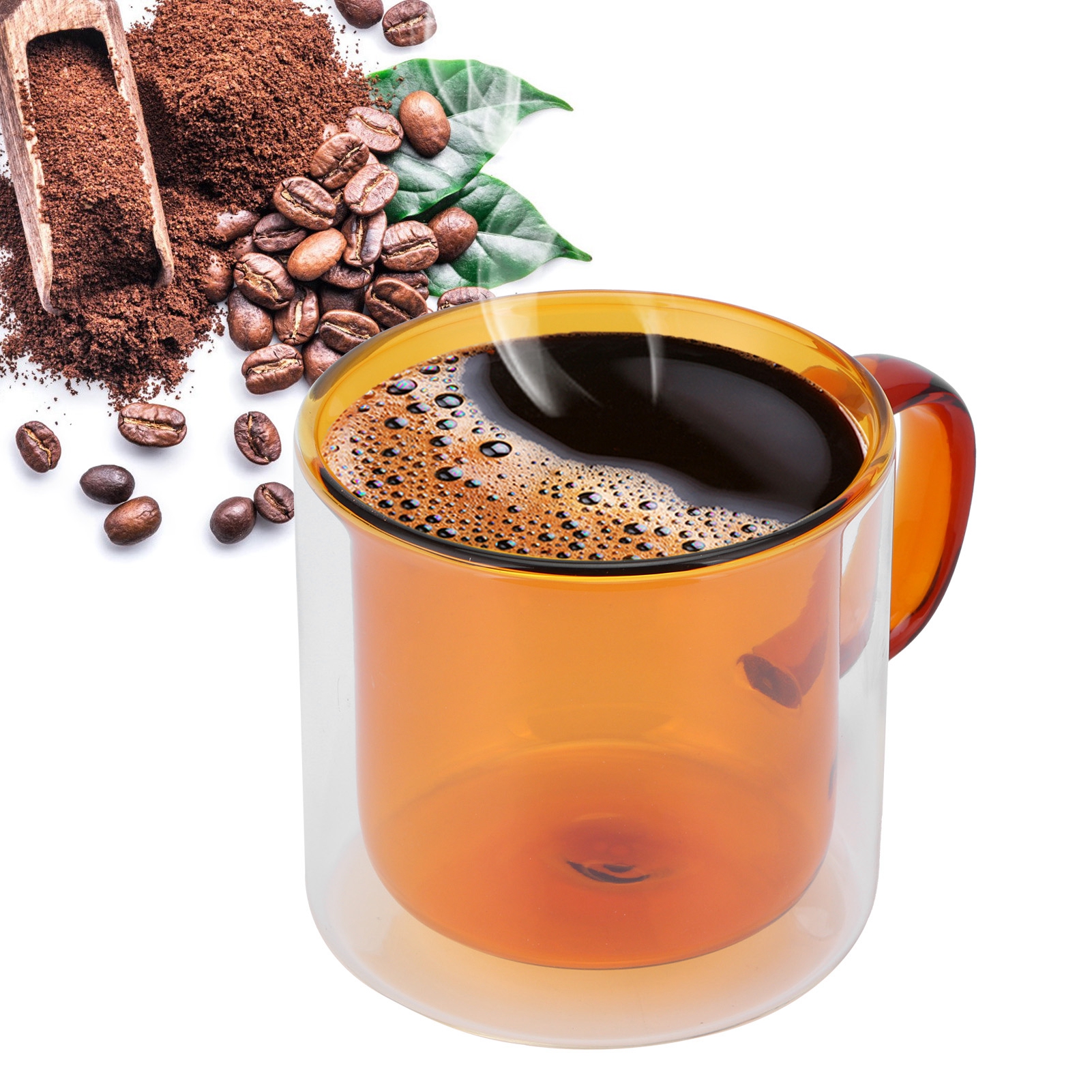 250 Ml Doppelwandiger Becher, Hitzebeständig, Zylindrisch Und Transparent, Ideal Für Kaffee Mit Milch Zu Hause (gelb)