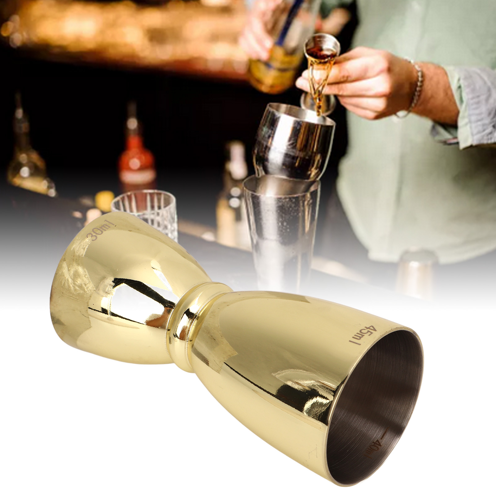 Doppelter Weinmessbecher Aus Edelstahl, Ideal Für Cocktails, Bars, Partys Und Clubs. Vergoldet, U-förmig.