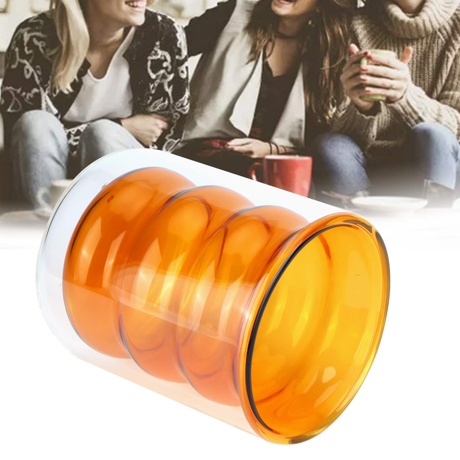 200 Ml Doppelwandiger Glasbecher, Hitzebeständig, 3d-spiraldesign, Ideal Für Büro, Zuhause Und Schule (gelb)