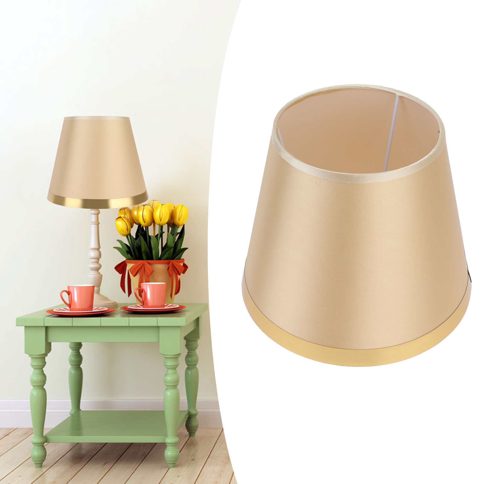 Moderner Lampenschirm Im Europäischen Stil Aus Stoff Für Tisch- Oder Stehlampe E27 – Artikelnummer Px128 – Gold