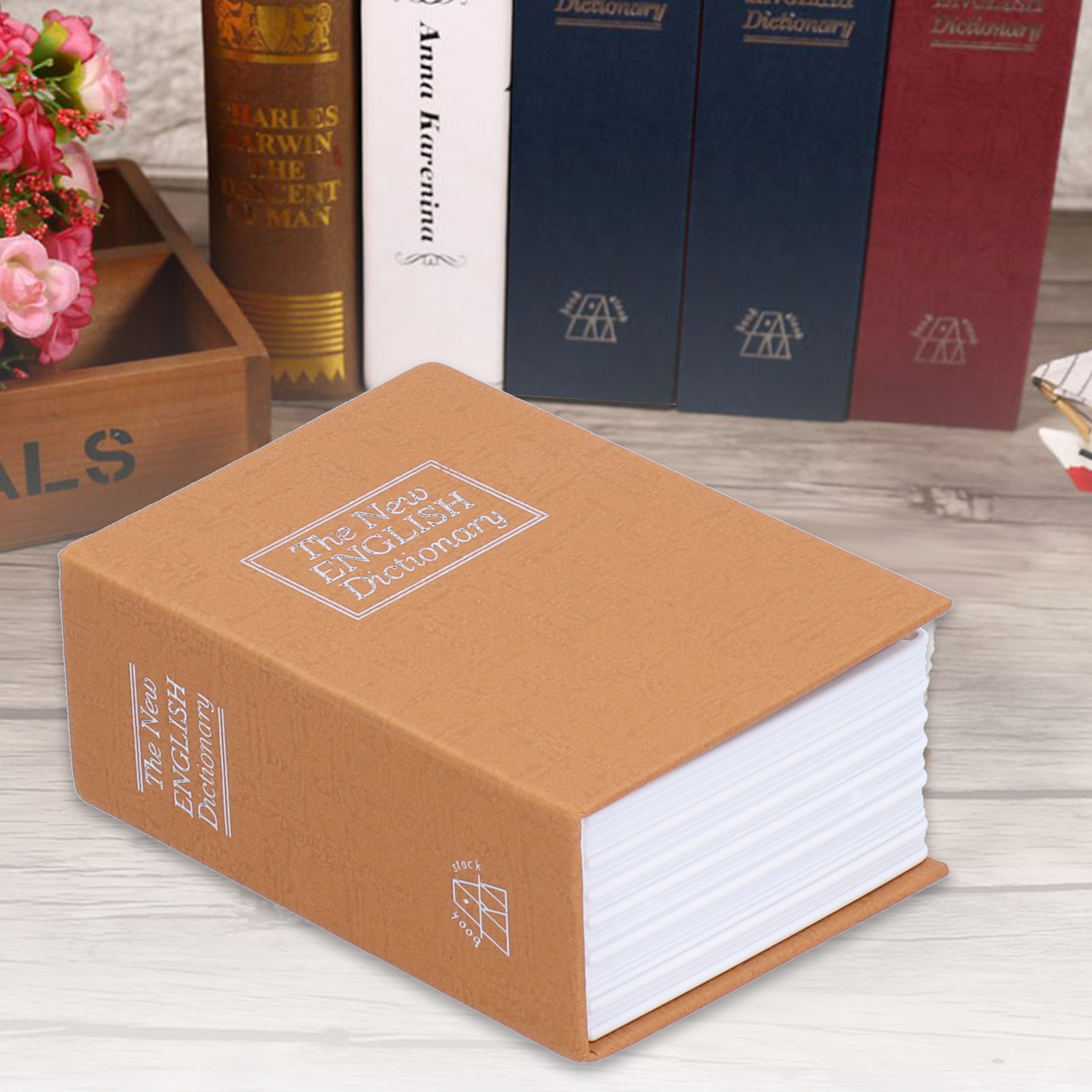 Mini-tresorattrappe In Buchform, Schmuck- Und Geldkassette Mit Schloss Und Schlüsseln, Gelb, Für Zuhause Oder Büro