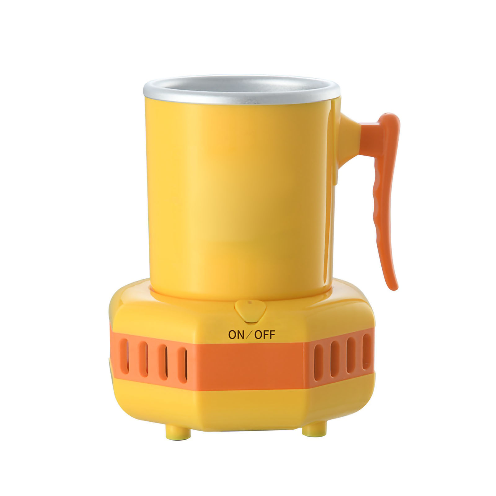 Tragbarer Kühlbecher Mit Gelbem Entenmuster, Rutschfestem Griff, Mini-tischkühler Mit Adapter Und Sockel.