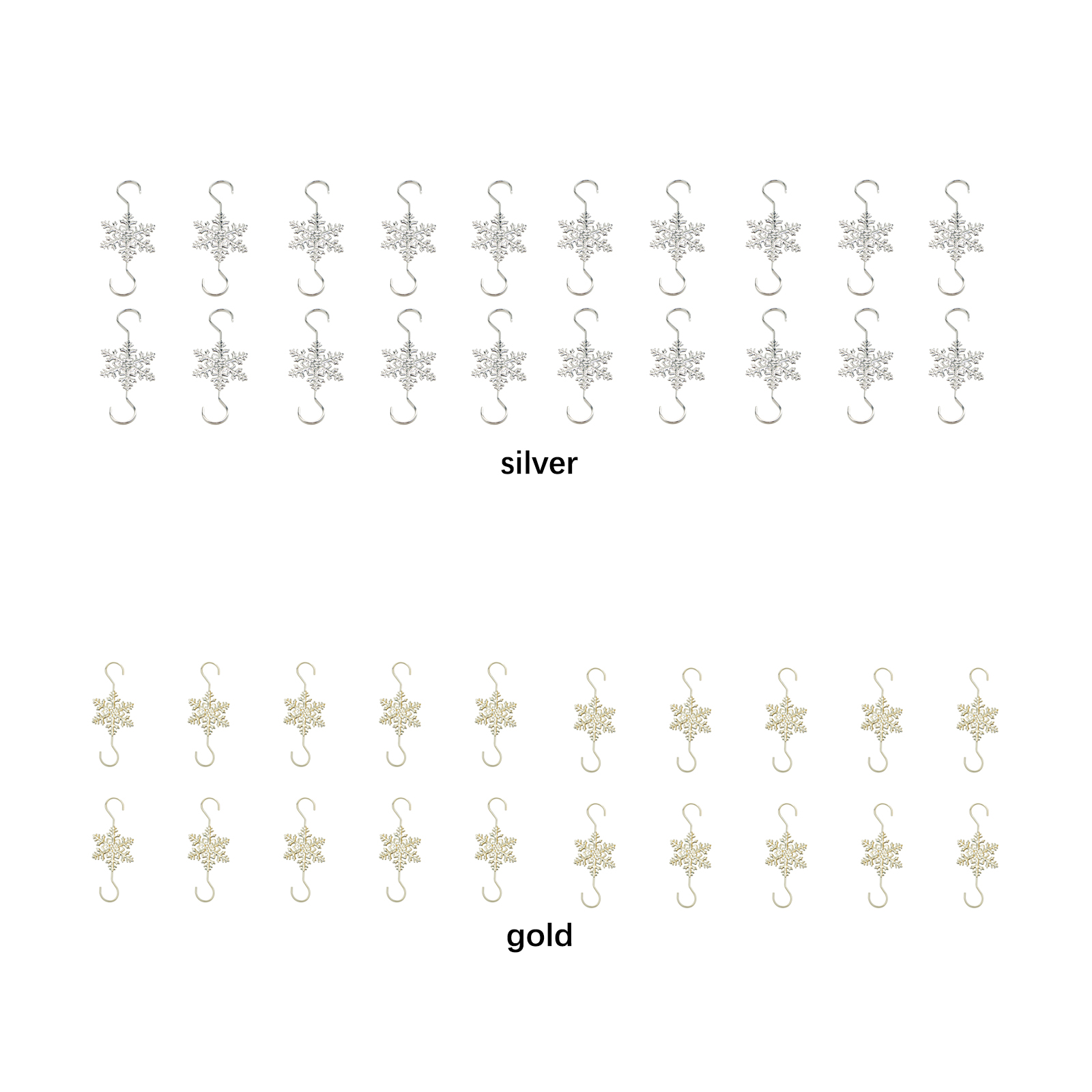 20 Metallene, Schneeflockenförmige Haken Für Weihnachtsdekorationen (weihnachtsbeutel, S-haken)