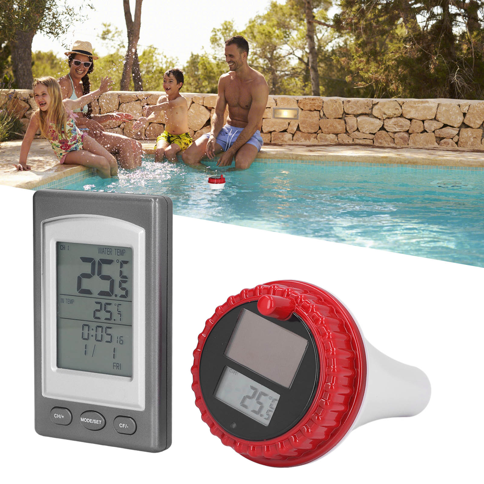 Solarbetriebenes, Kabelloses Schwimmthermometer Für Pool, Badewanne Und Spa