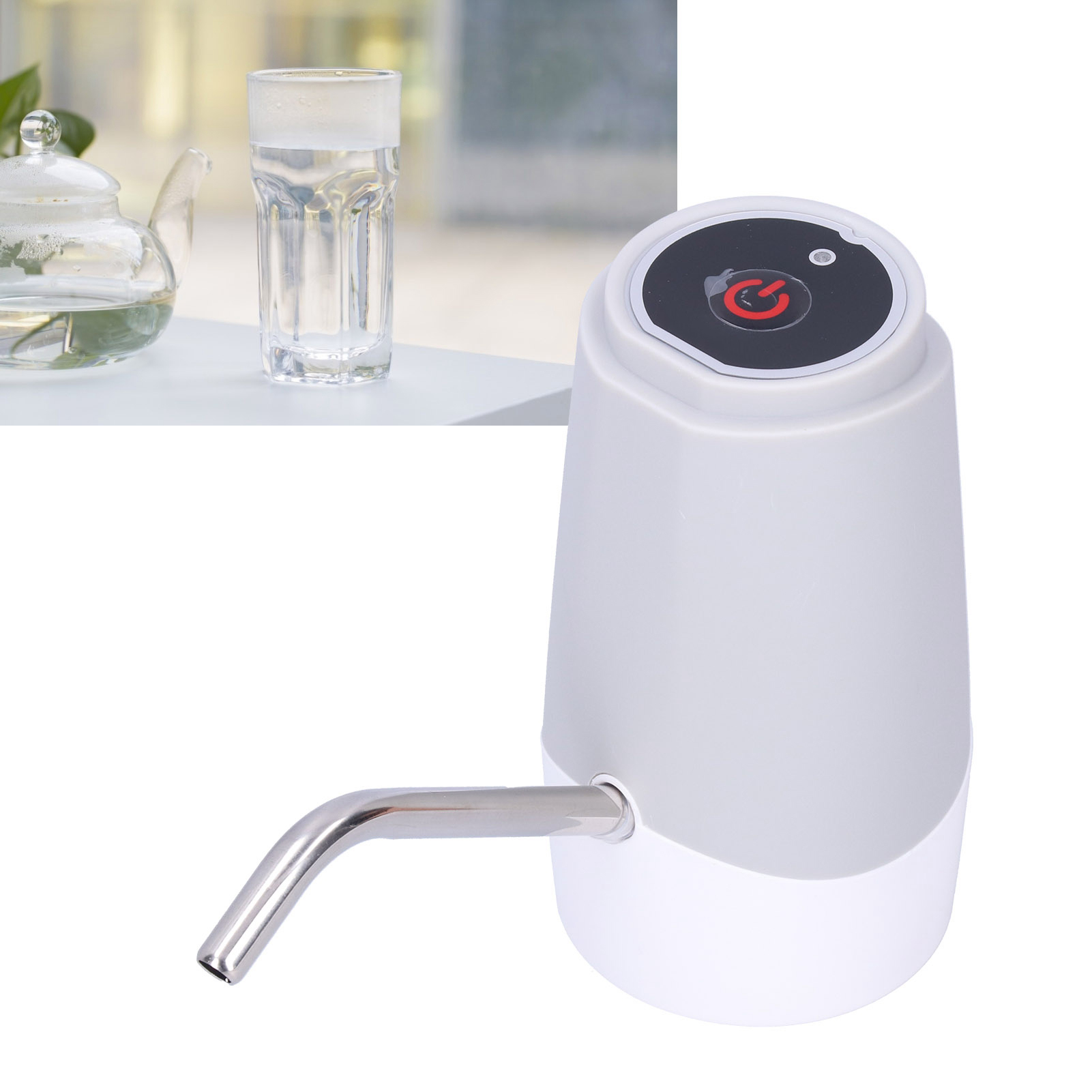 Elektrische Wasserpumpe Mit Usb-aufladung, Tragbarer Wasserspender Aus Edelstahl, Grau