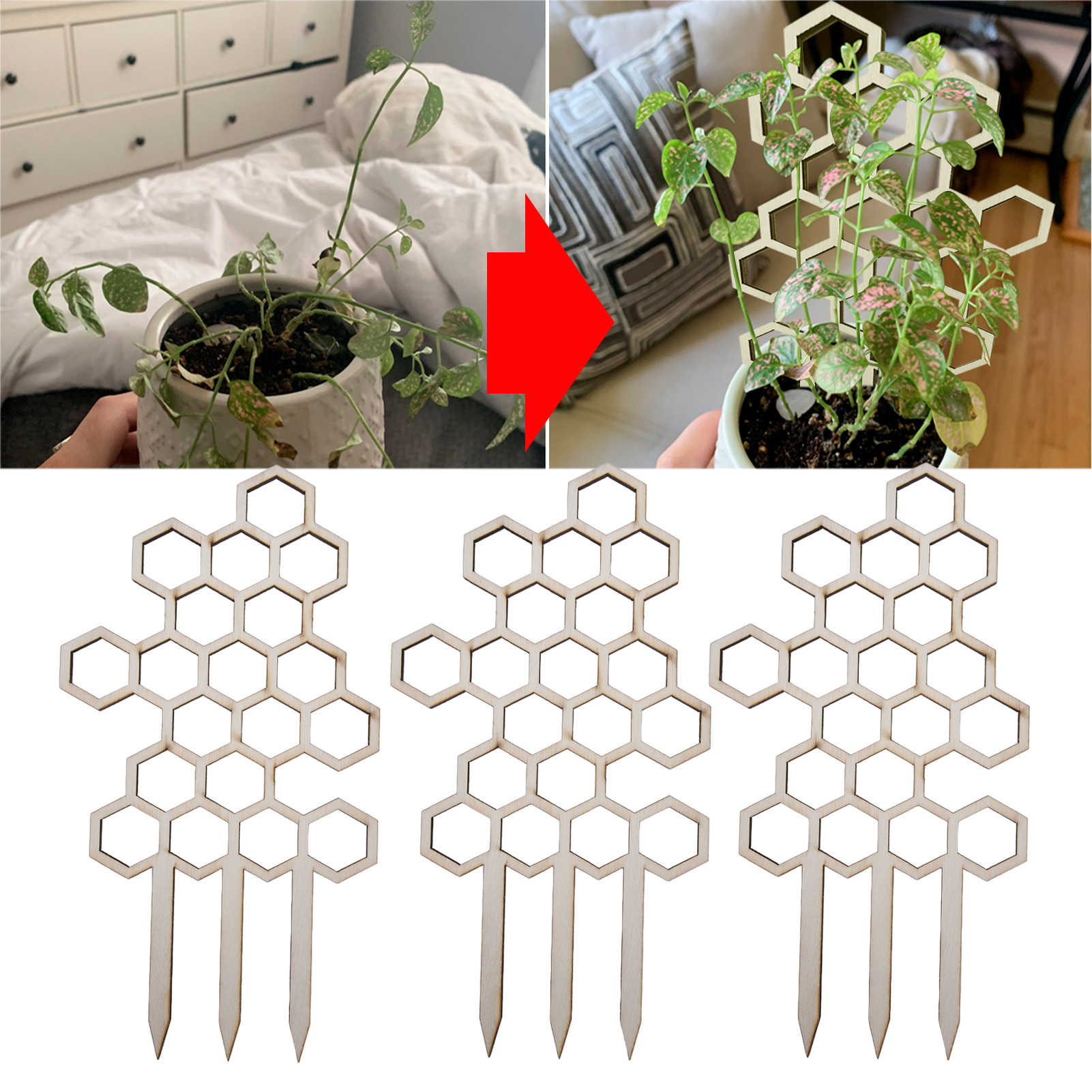 3er-set Rankhilfen Für Zimmer- Und Gartenpflanzen, Rankhilfen Für Topfpflanzen, Kreative Blumenstützen, Stützen Für Blumenarrangements, Rankhilfen Für Kletterpflanzen, Gartenstützen