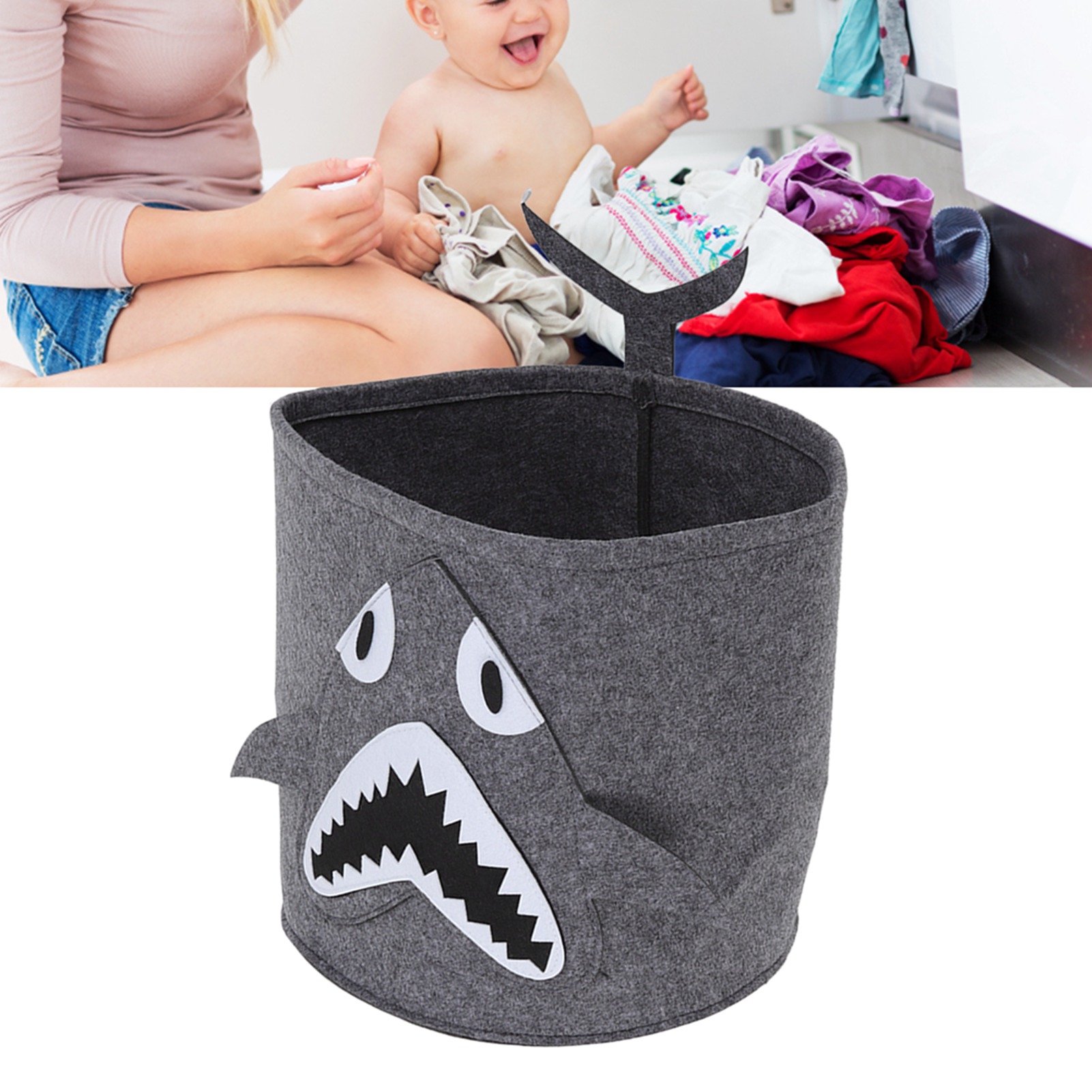 Dicker Filzeimer Mit Tiermotiven, Für Kinderspielzeug, Haushaltsgegenstände, Schmutzwäsche Und Einen Hai
