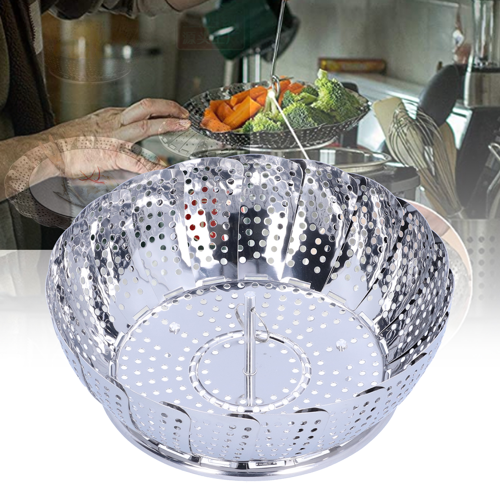 Multifunktionaler, Zusammenklappbarer Dampfgarer Aus Edelstahl, Xl-küchenaccessoire