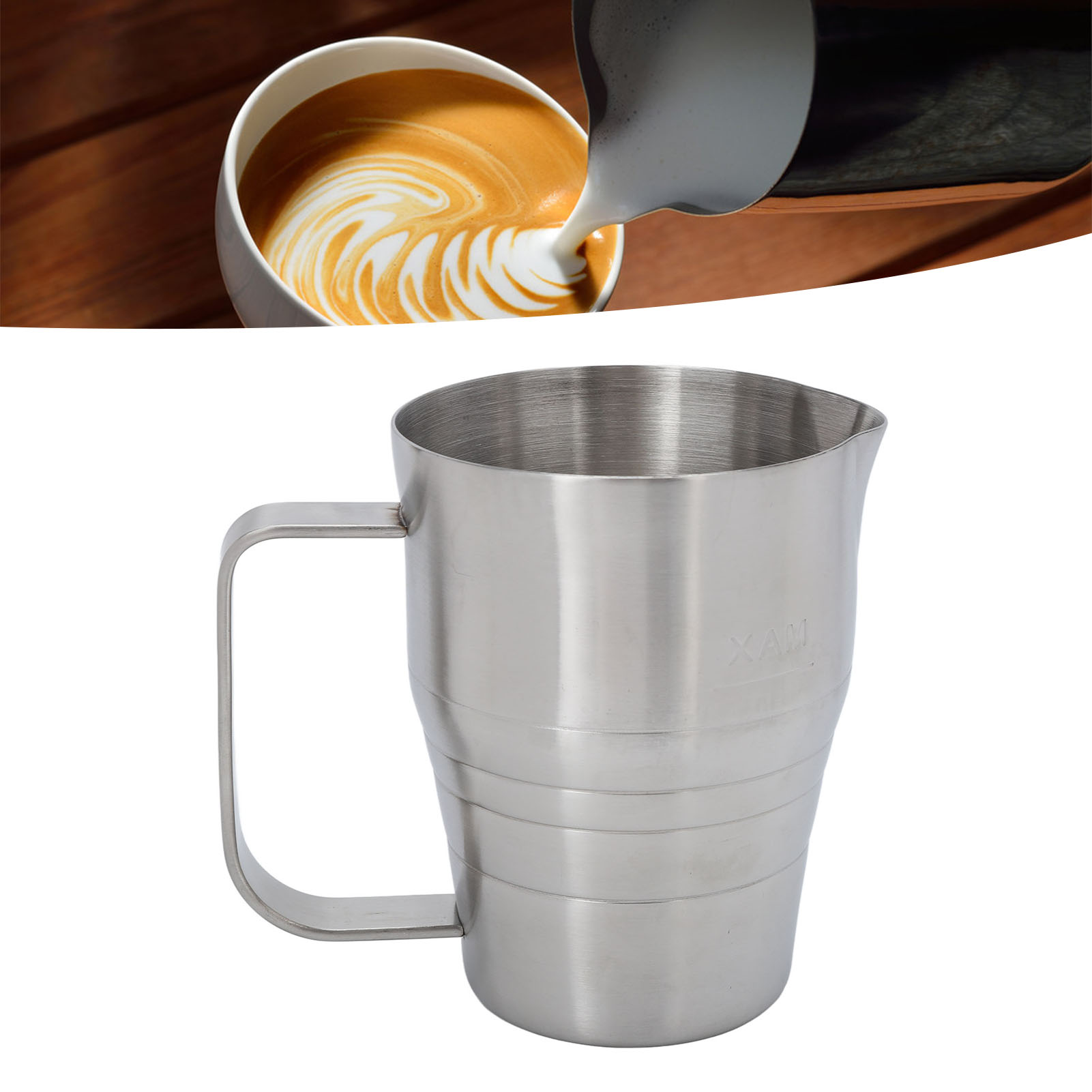 700-ml-milchbecher Aus Silber Für Den Heimgebrauch, Dicker Edelstahl-ausgießer, Latte-art-becher, Eleganter Milchbecher, Kaffeezubehör