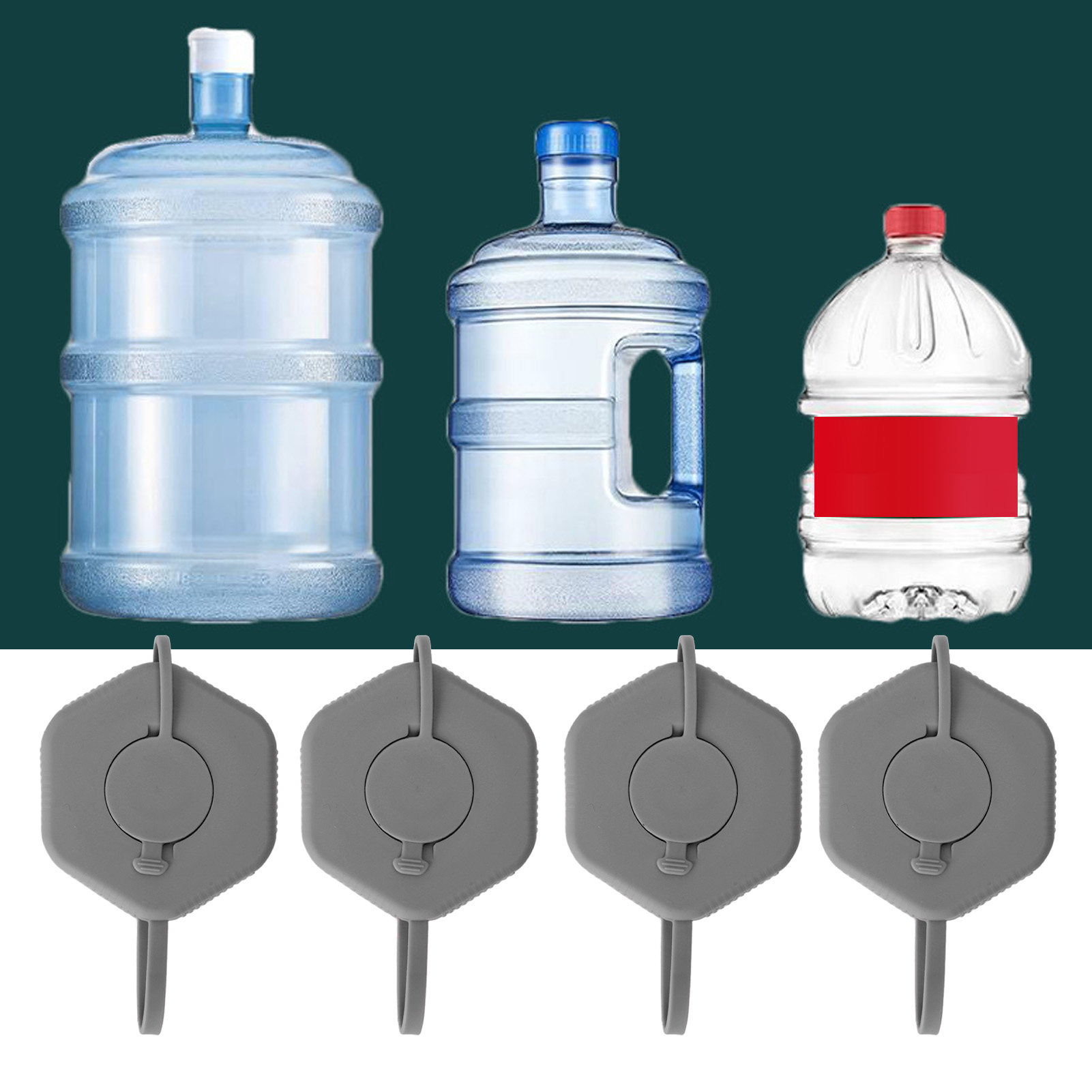 Set Mit 4 Auslaufsicheren Ersatzdeckeln Für 3,8-liter-wasserflaschen (4 Gallonen), Wiederverwendbar Und Auslaufsicher, Für Zuhause Und Büro (grau).