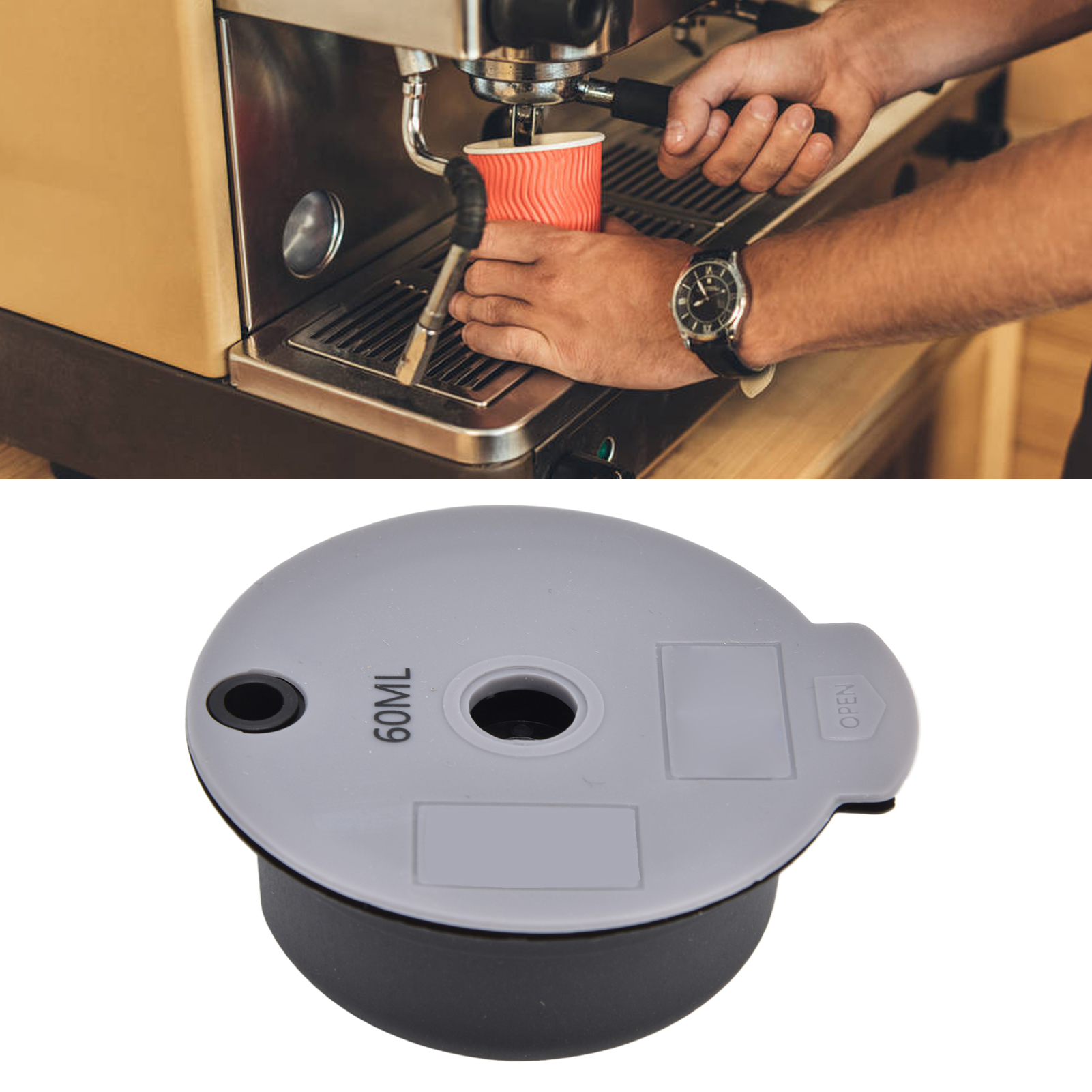 Wiederverwendbarer Kaffeefilter, Kaffeekapselbehälter, Kaffeekapselset Kompatibel Mit Den Modellen Ctpm1 2, Ctpm07 Und Ctpm05uc, Grau, 60 Ml