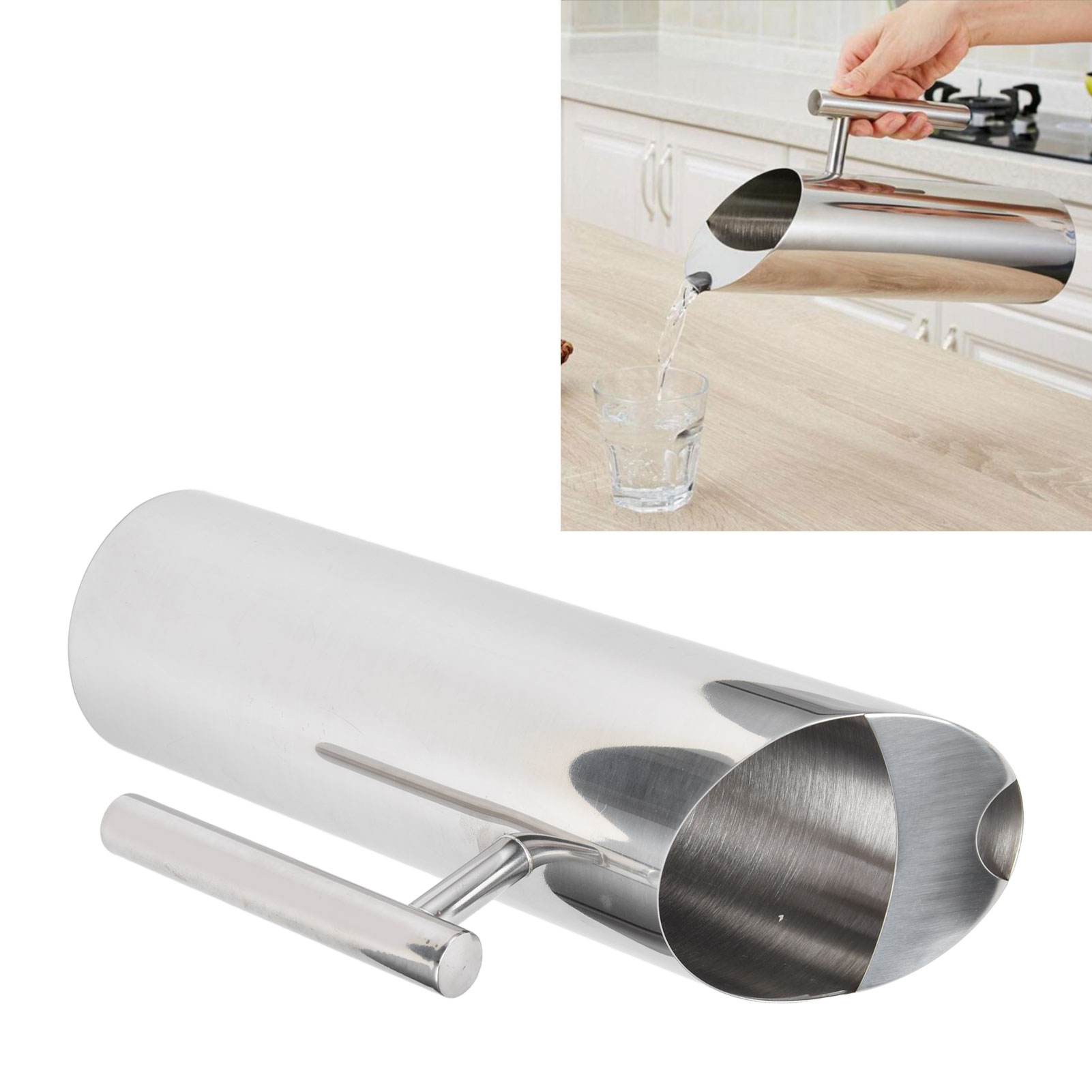 Wasserkaraffe Aus Edelstahl 304, Gerader Korpus, Teekaraffe, Eiswürfelspender Für Bars, Kaltwasserkaraffe, Kaffeekaraffe, Karaoke-getränkekaraffe, Dickwandiger, Gerader Korpus, 2 Liter