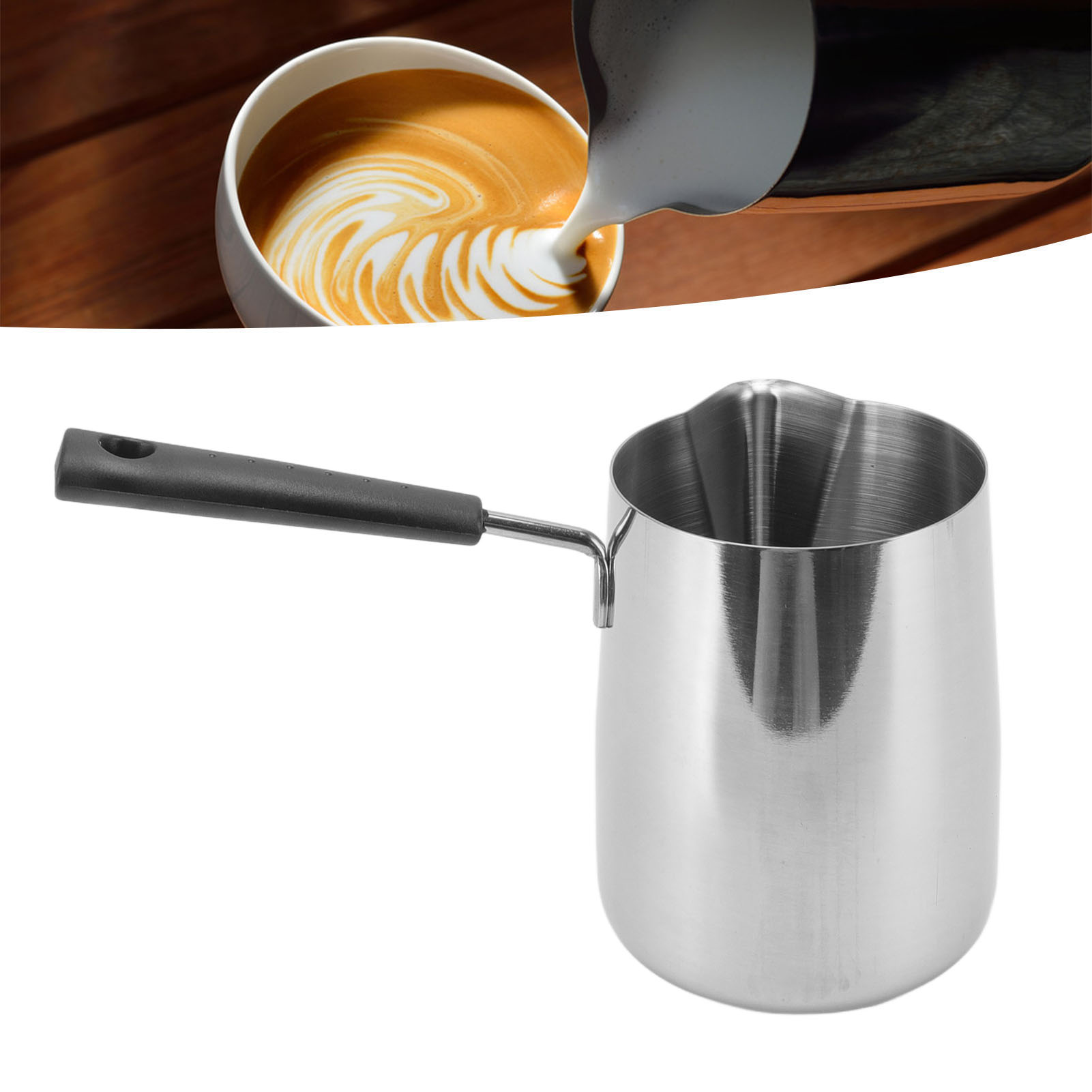 Latte-art-becher Aus Edelstahl 304 Mit Langem Henkel, Hitzebeständiger Milchbecher, Edelstahl-kaffeeset, 1000 Ml