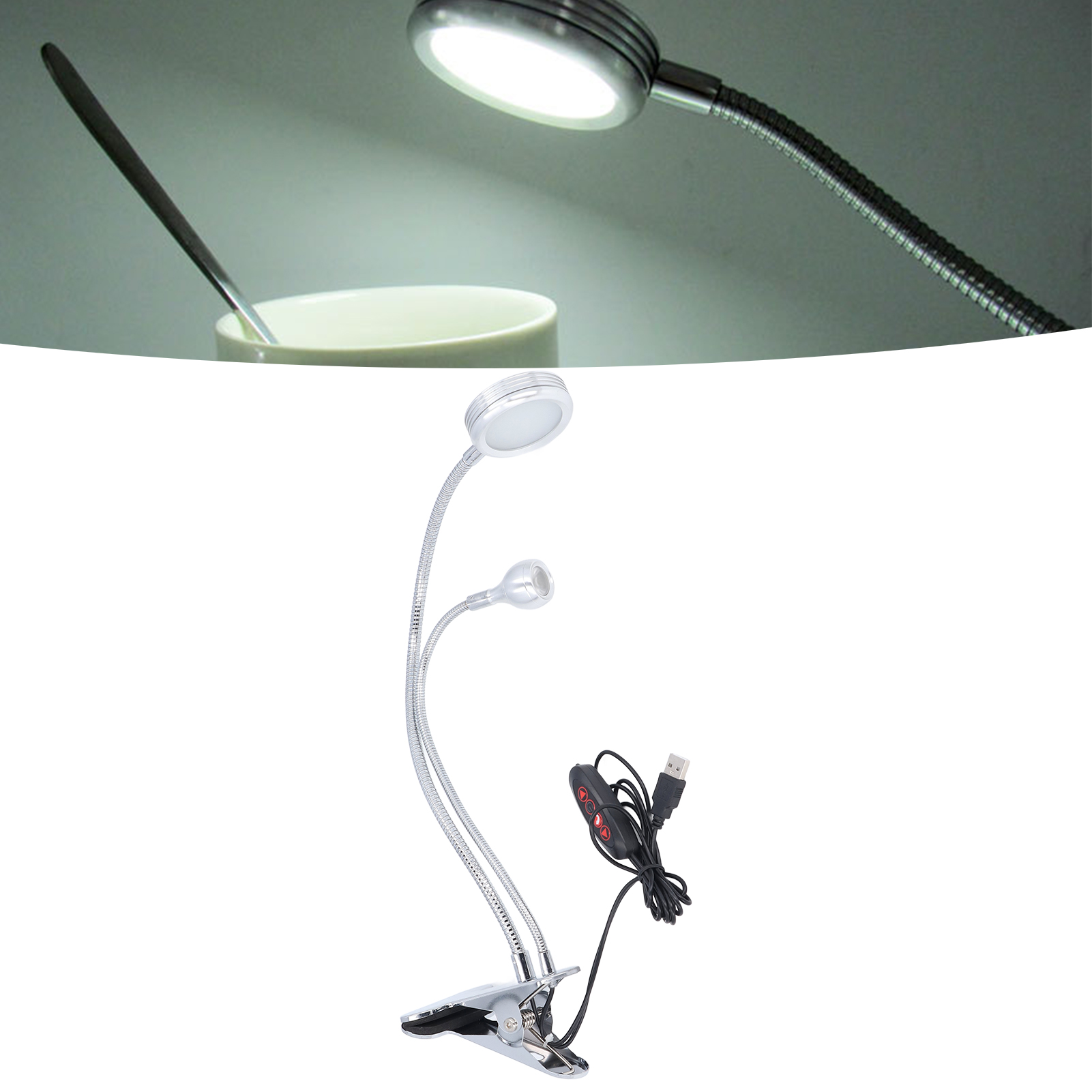 Dimmbare Led-klemmleuchte Mit Zwei Köpfen Für Die Handy-reparatur, Flexible Klemm-schreibtischlampe