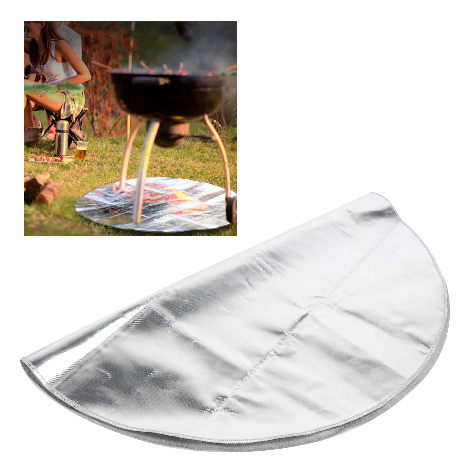 Runde Schutzmatte Für Außenkamine, Grills Und Grillstellen, Silbergrau, 91 Cm