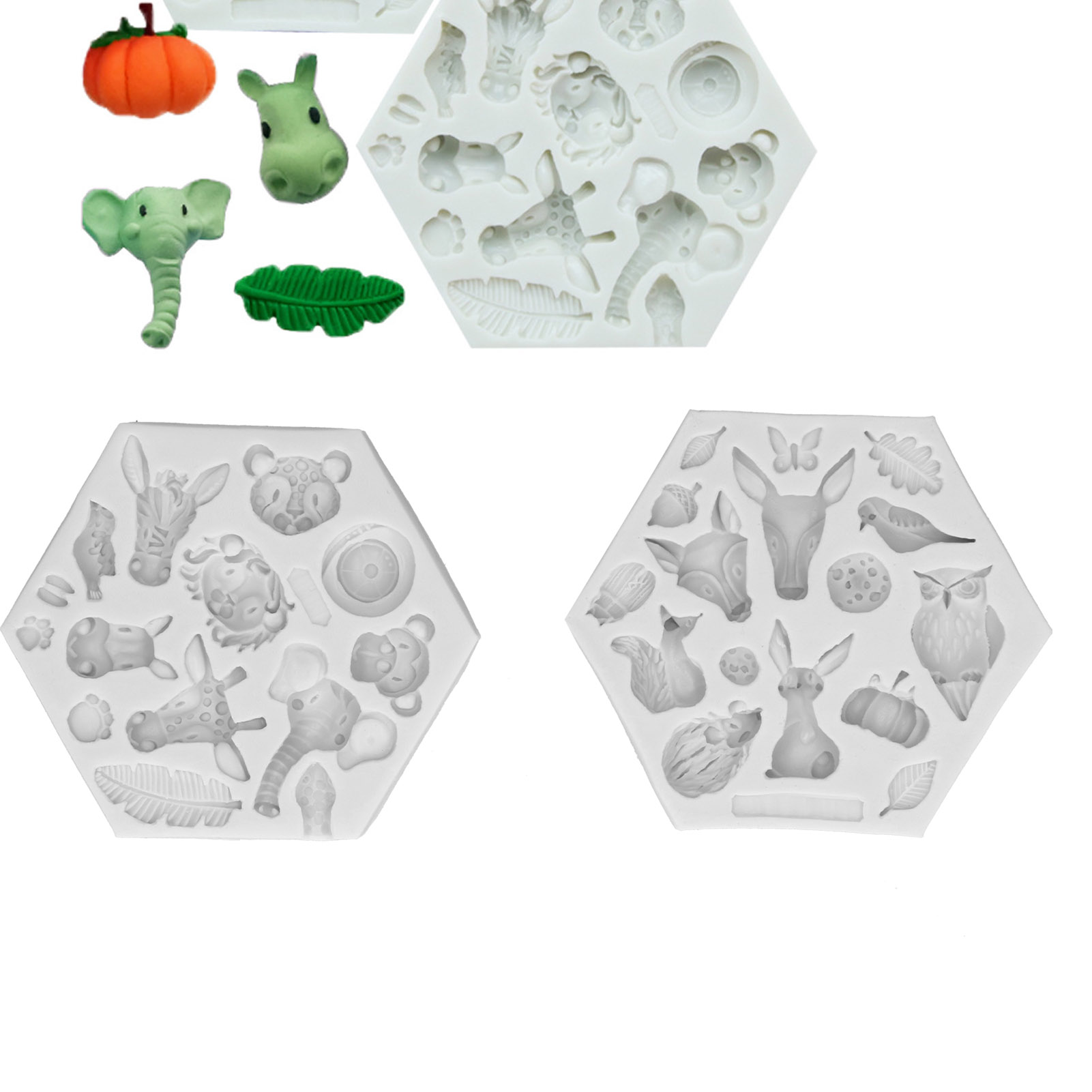 Set Mit 2 Silikonformen Mit Tiermotiven Für Fondant, Schokolade, Seife Und Kuchen (grau)