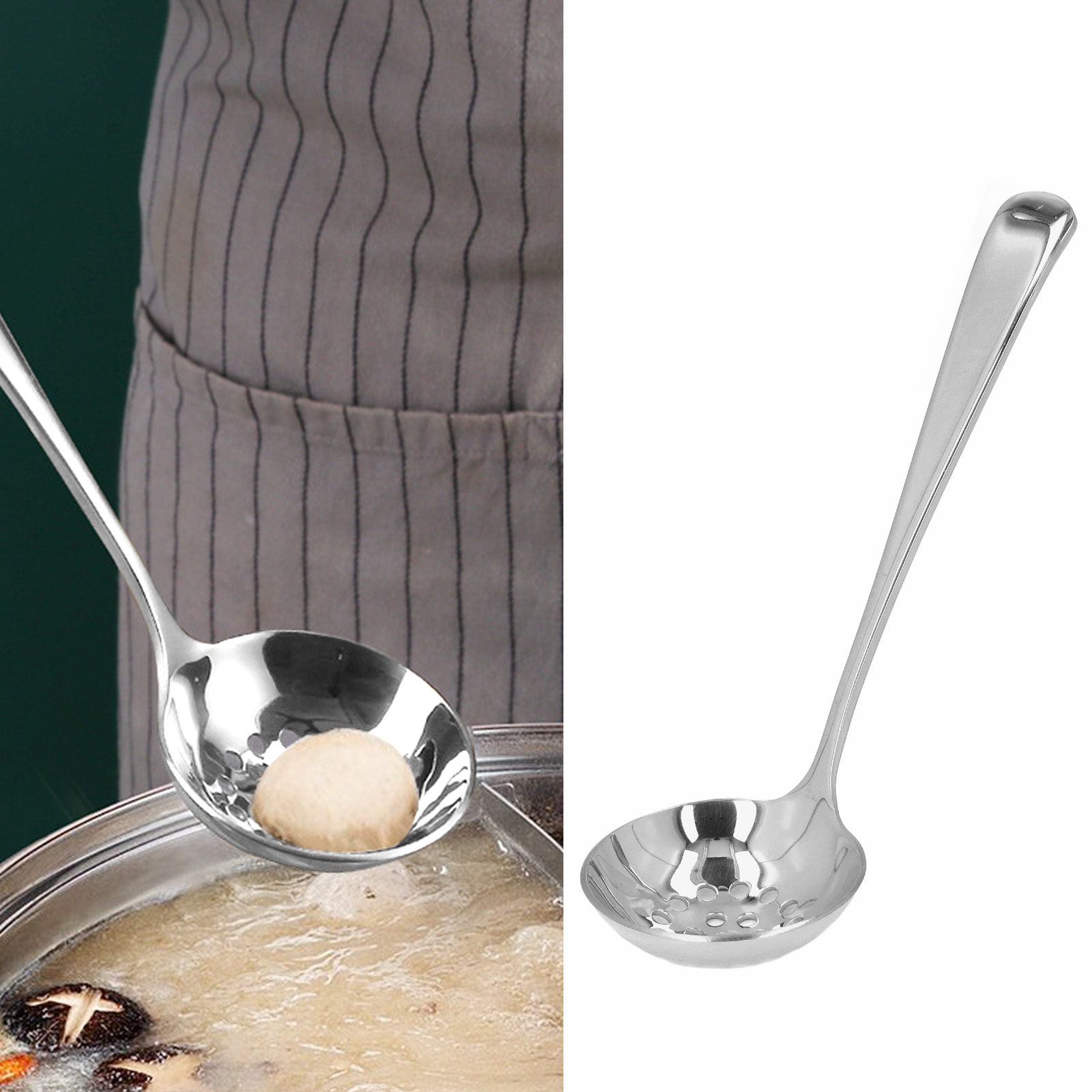 Schöpfkelle Aus Edelstahl 304, Kleines Sieb, Fonduekelle, Tiefer Suppenlöffel, Abtropflöffel, Suppenlöffel Mit Langem Griff, Congee-löffel, Silbersieb