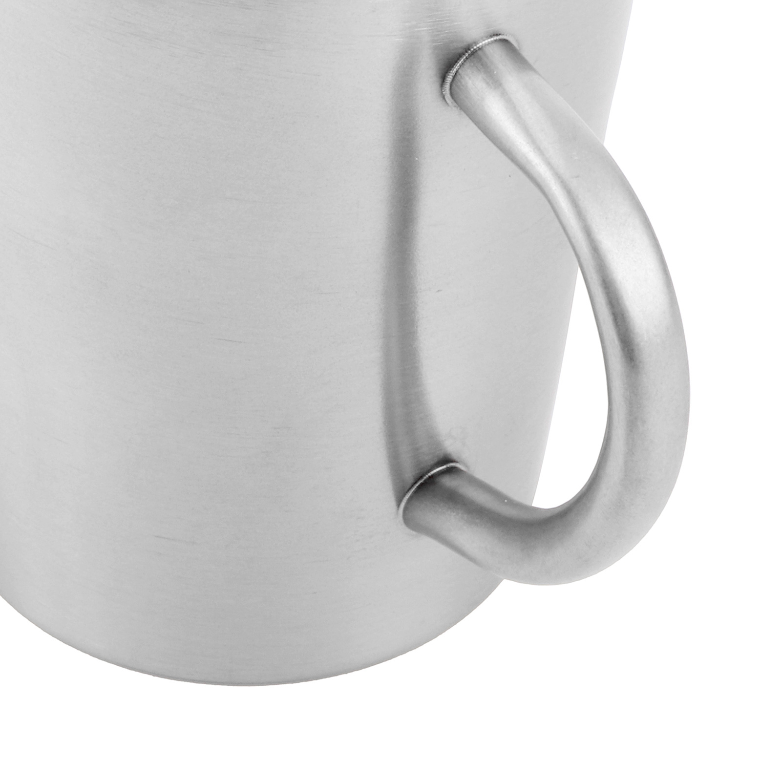 Tragbarer 300-ml-becher Aus Doppelwandigem, Isoliertem Edelstahl 304 Mit Henkel, Mattsilberfarben