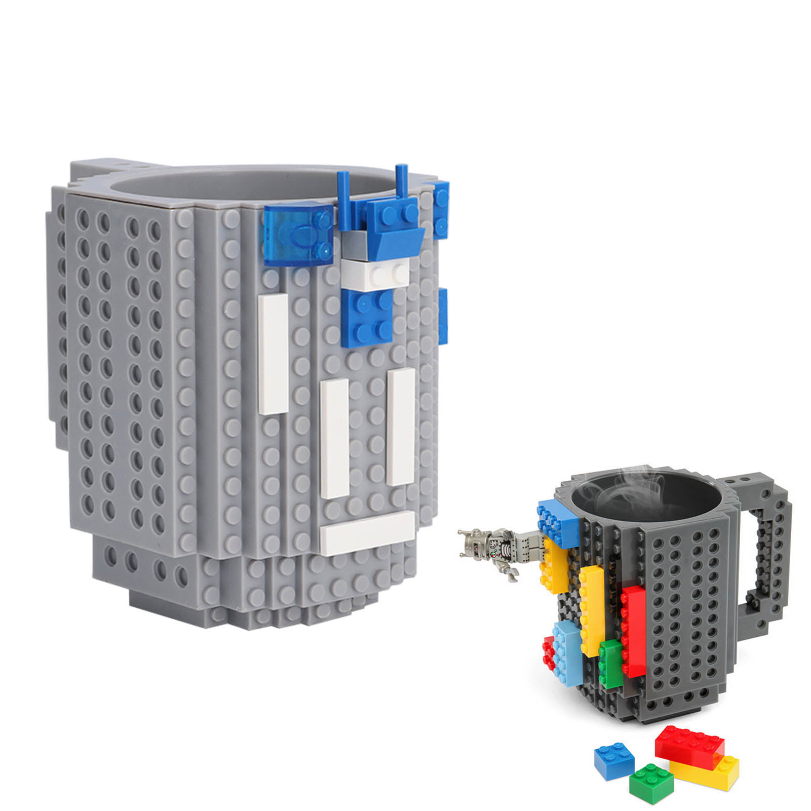 Selbstgemachter 400-ml-becher, Kaffeetasse, Becher, Tragbare Wasserflasche (grau)