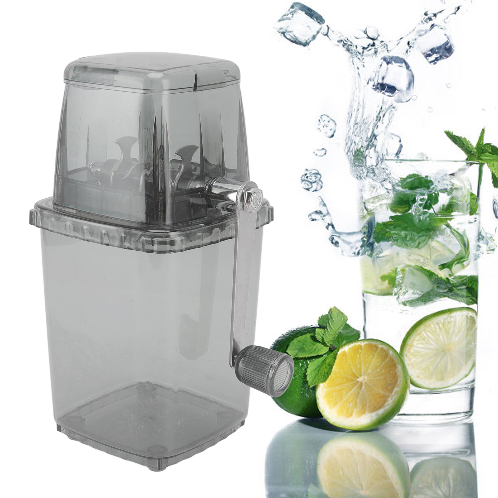 Kompakter, Manueller Eiscrusher Für Den Hausgebrauch, Multifunktionaler Handkurbel-eiscrusher, Professioneller Eiscrusher, Maschine Für Selbstgemachtes Crushed Ice/smoothies, Grau