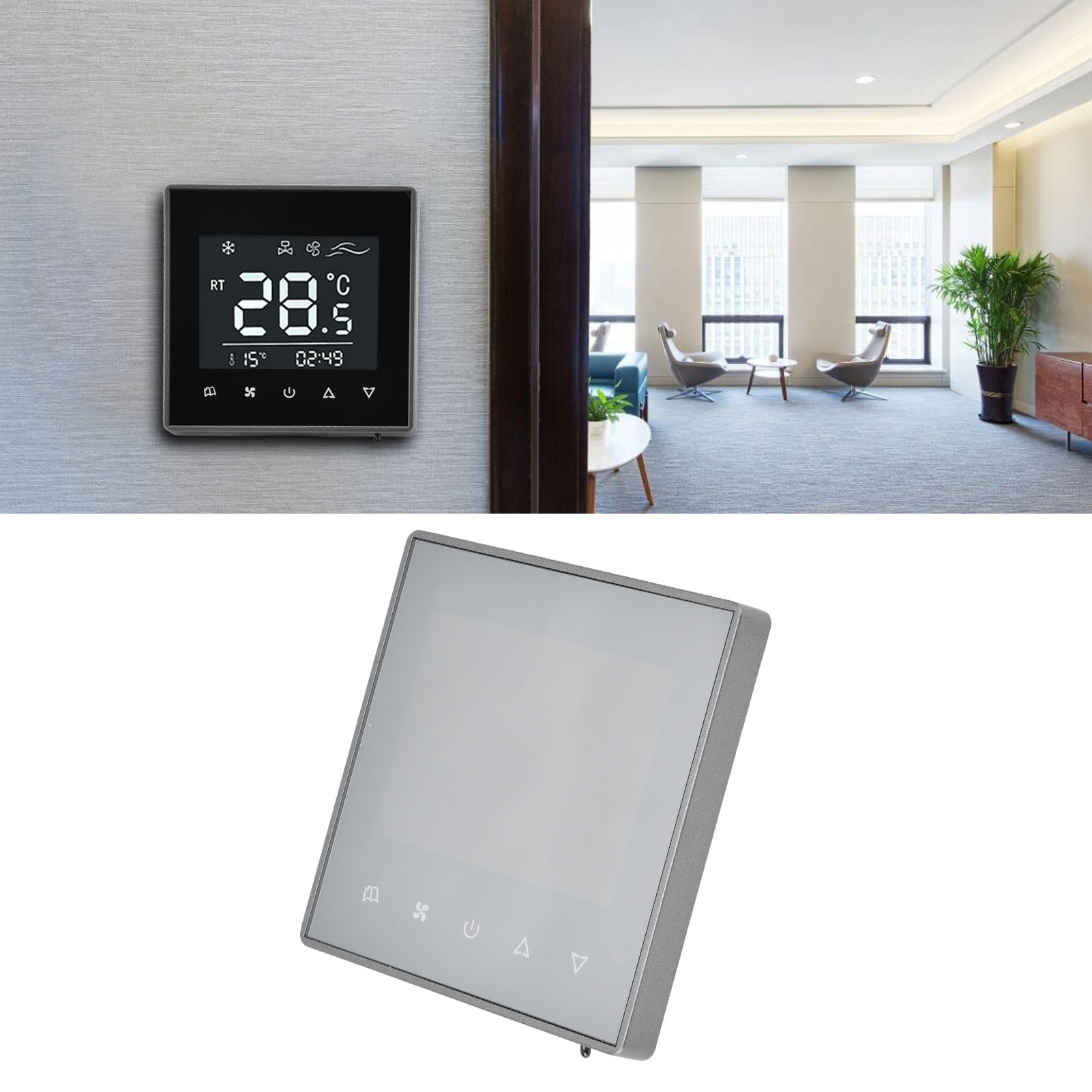 Ac220v 8818f Temperaturregler, Klimaanlagen-bedienfeld, Steuerung Für Hotels/krankenhäuser, Grau