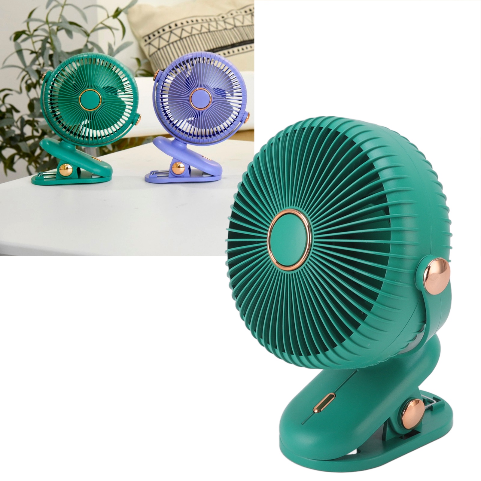 Minimalistischer, Eleganter Und Stylischer Clip-ventilator, Ideal Für Studentenzimmer, Kinderwagen Und Autos. Wiederaufladbarer Mini-clip-ventilator, Grün.
