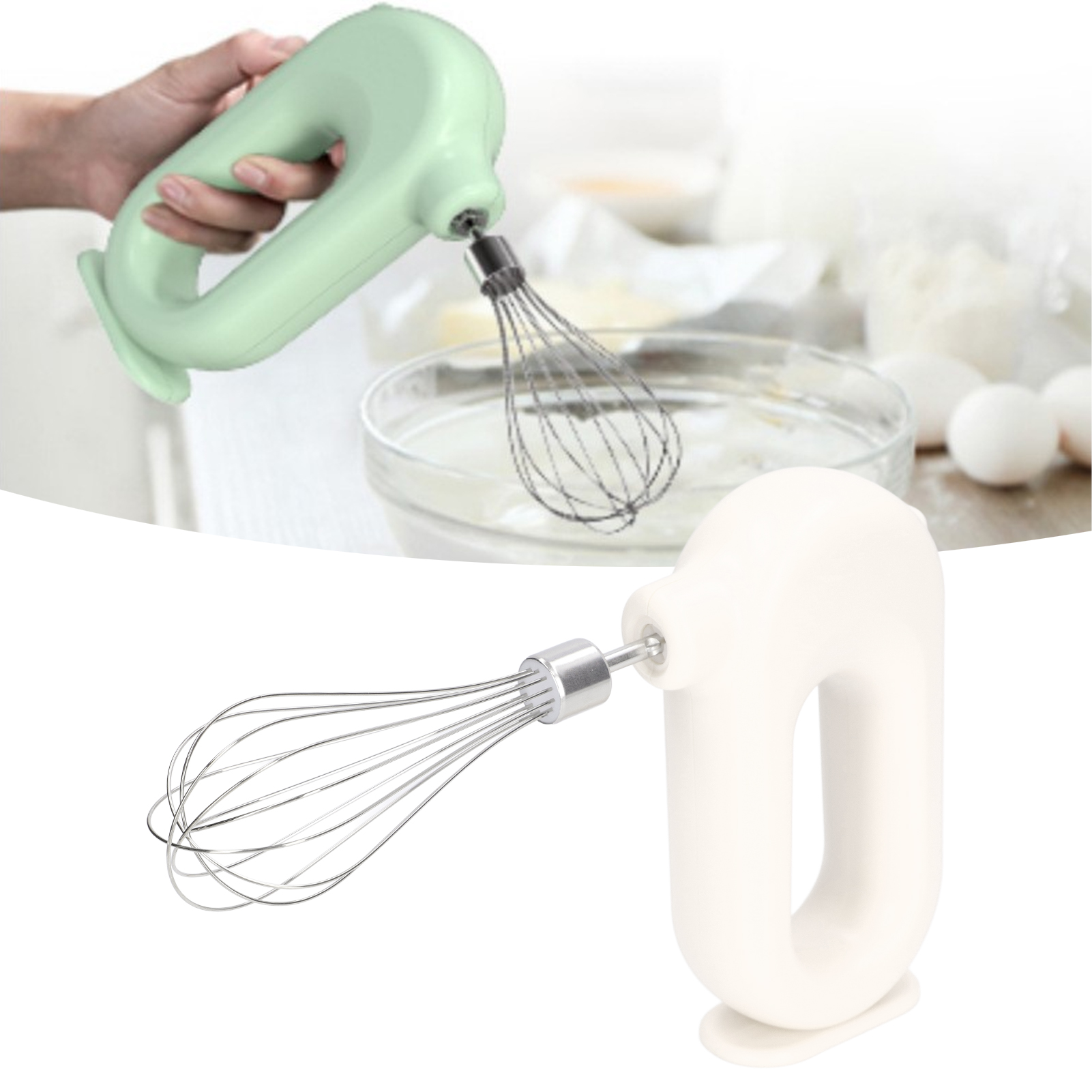 Tragbarer Elektrischer Eierquirl, Multifunktionaler Halbautomatischer Eischnee- Und Sahneaufschäumer, Kleiner Wiederaufladbarer Kabelloser Milchaufschäumer, Usb-aufladbar, Weiß.