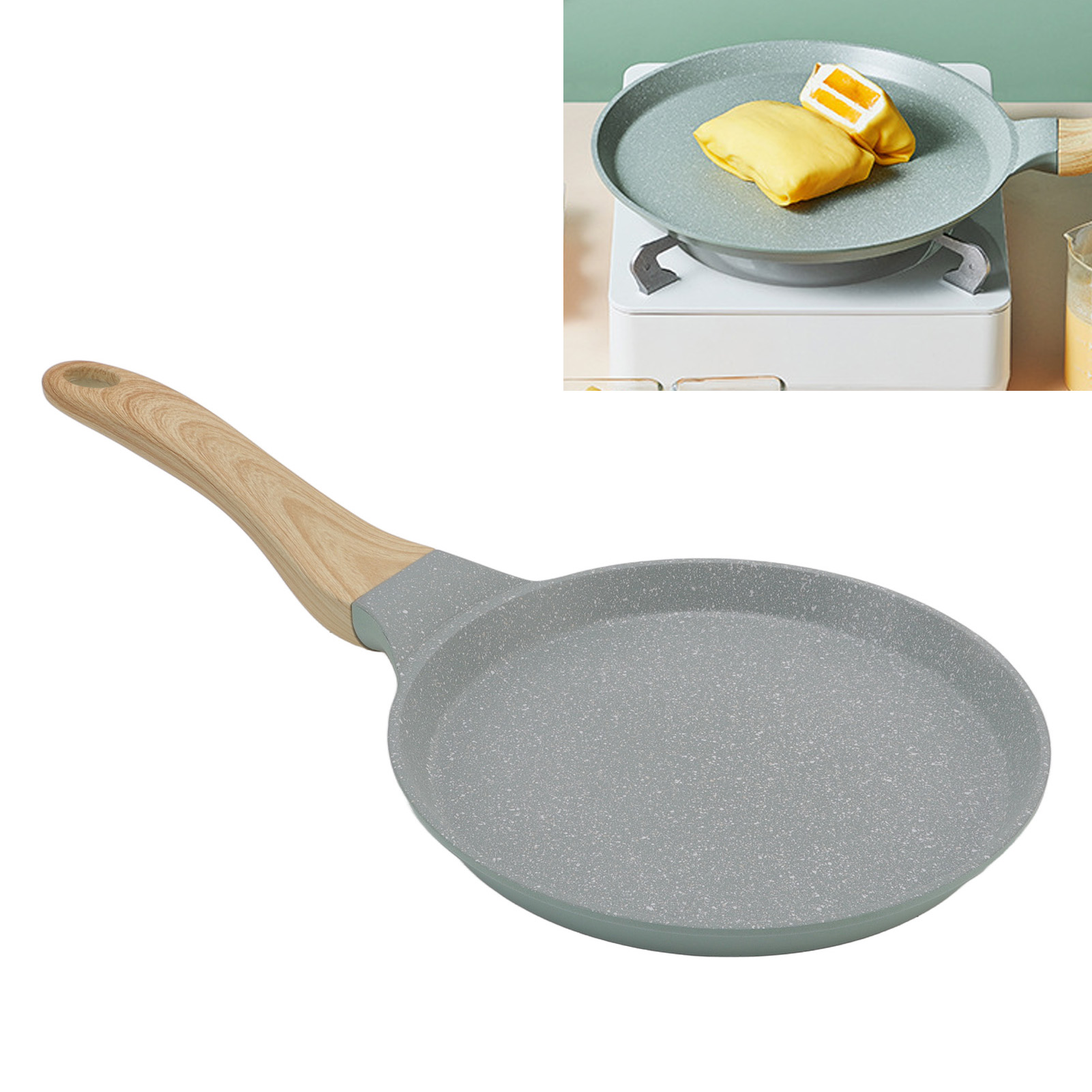 Glänzende Grüne Antihaft-bratpfanne Aus Aluminiumlegierung Mit Ergonomischem Griff, 20 Cm / 7,9 Zoll