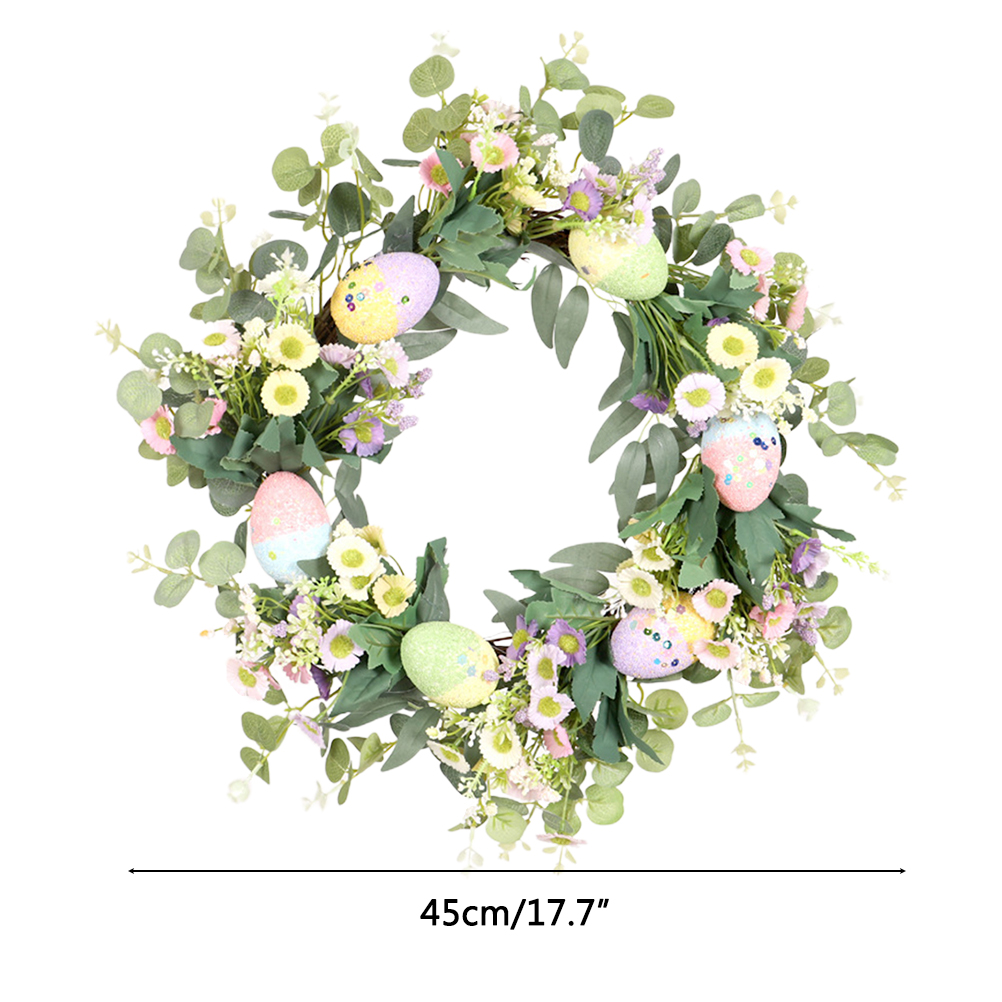 Künstlicher Pflanzenkranz Zur Innendekoration: Gänseblümchen, Ostereier Und Eukalyptus - 45 Cm (wie Abgebildet)