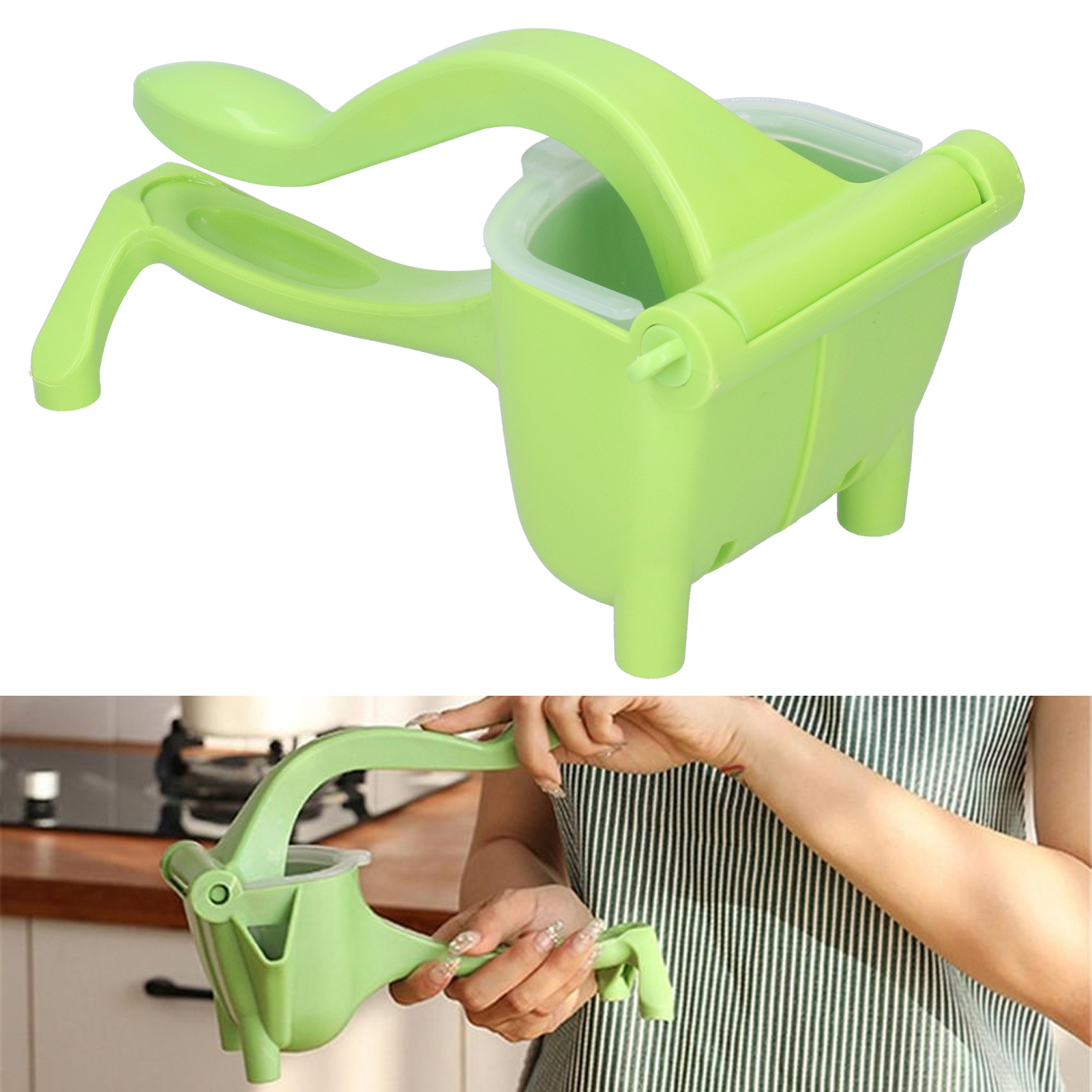 Grüne, Tragbare Und Leichte Manuelle Zitruspresse Für Zitronen Und Früchte, Ideal Für Den Hausgebrauch.