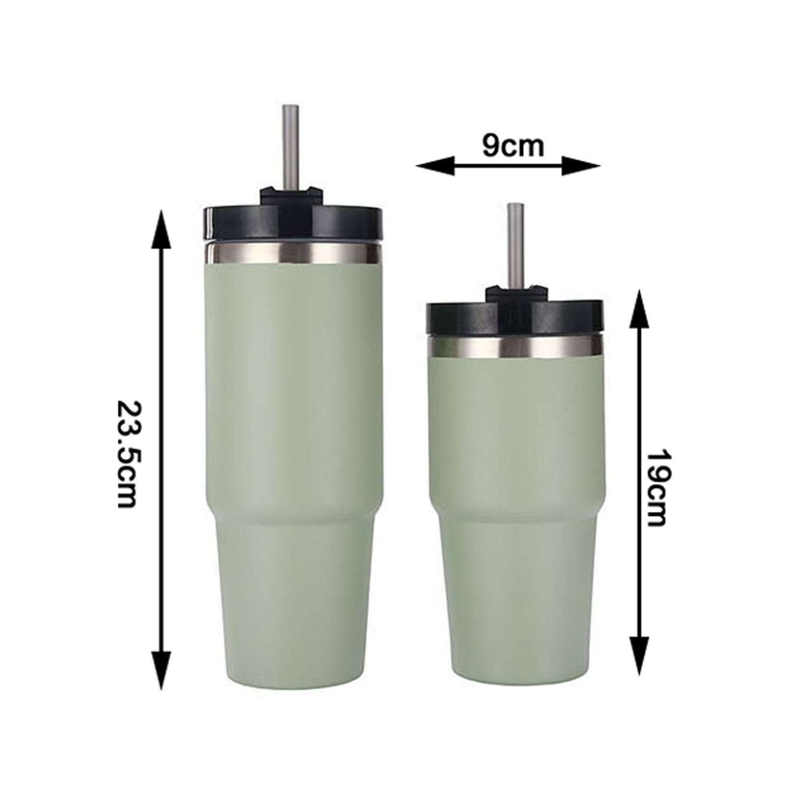 Isolierter Reisebecher Aus Edelstahl Mit Strohhalmdeckel, Hält Kaffee Heiß Und Kalt, Ideal Für Zuhause Und Büro, Grün, 887 Ml (30 Oz).