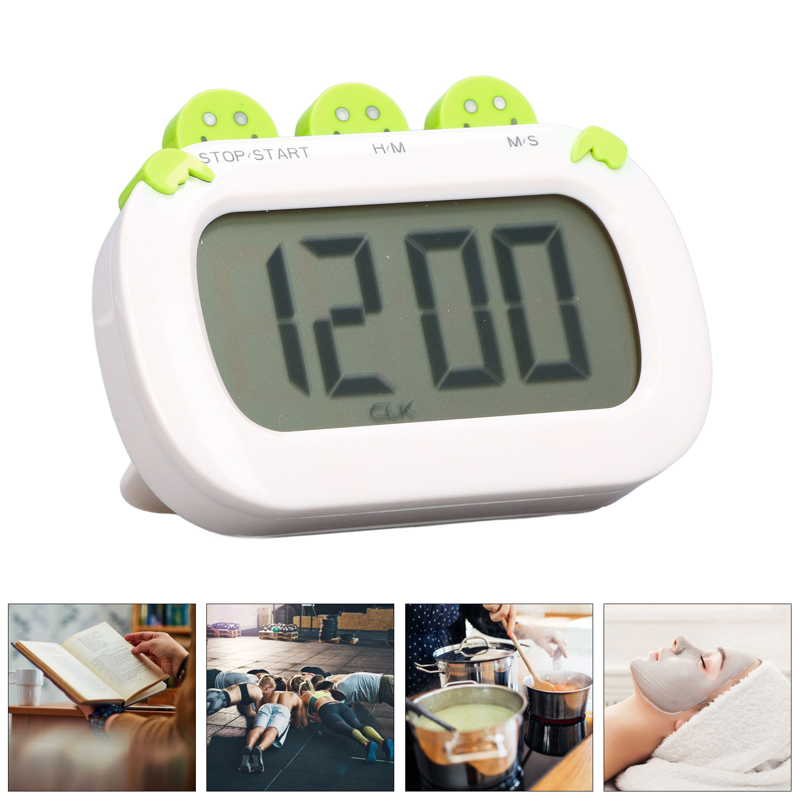 Küchentimer Mit Countdown-timer, Großem Lcd-bildschirm Auf Dem Ständer, Wecker, Multifunktionstimer, Batterien Nicht Enthalten, Grün.