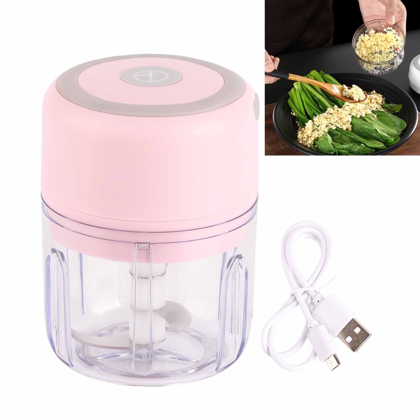 Mini-knoblauchschneider, Klinge Aus Lebensmittelechtem Edelstahl, Leistungsstark, Usb-aufladbar, 250 Ml Elektrische Knoblauchpresse (8,6 X 5,1 X 7,1 Cm), Rosa