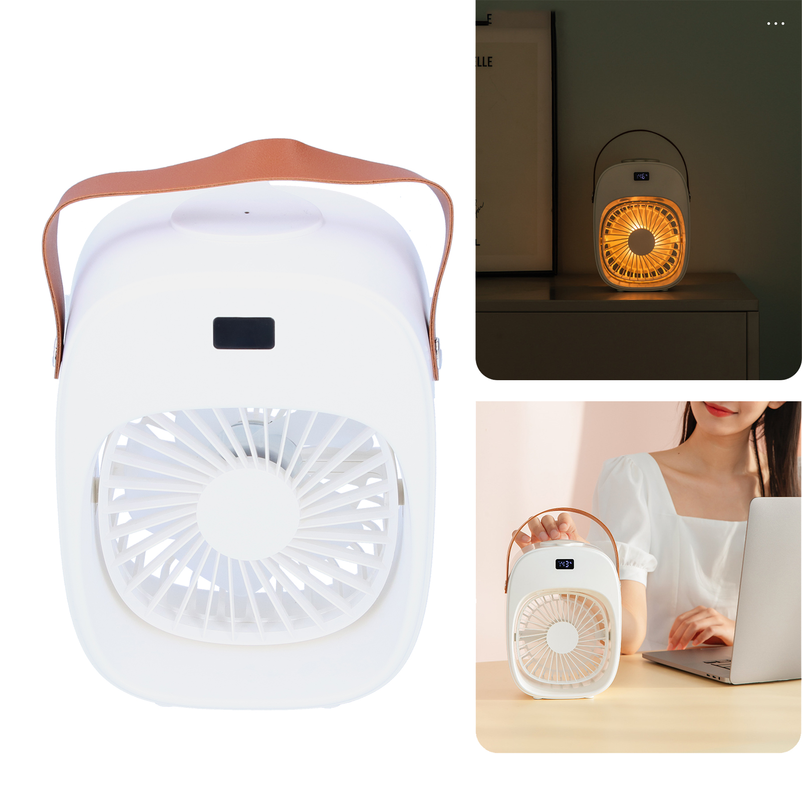 Verstellbarer, Tragbarer Elektrischer Ventilator Mit Sprühfunktion Und Luftbefeuchter Für Zuhause, Den Außenbereich Und Studentenwohnheime (weiß)