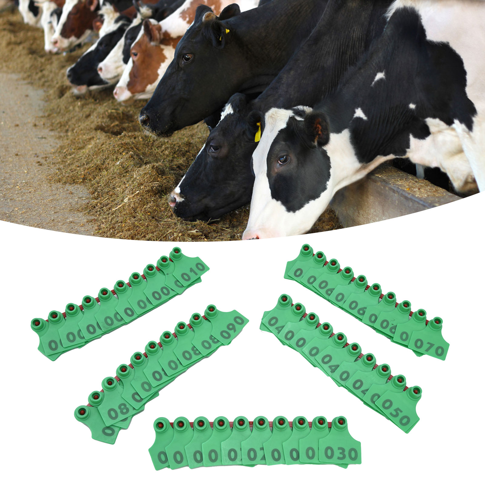 Packung Mit 100 Tpu-ohrmarken Für Schweine Und Rinder, Nummeriert Von 001 Bis 100 (grün) – Zubehör Für Die Tierhaltung