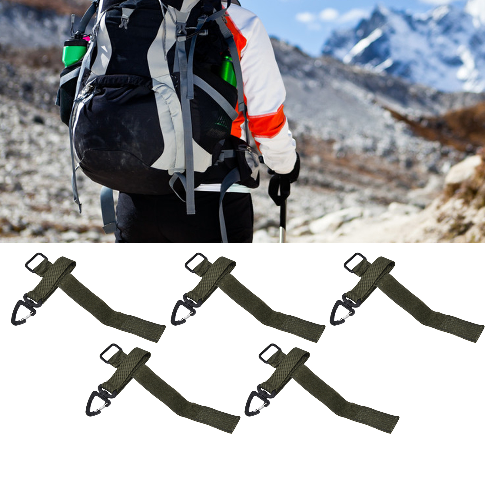 Set Mit 5 Verstärkten Mehrzweckhaken Für Outdoor-handschuhe, Gartenarbeit, Wandern, Regenschirmkordelaufbewahrung, Dreieckiger Schnellverschlusshaken, Militärgrün