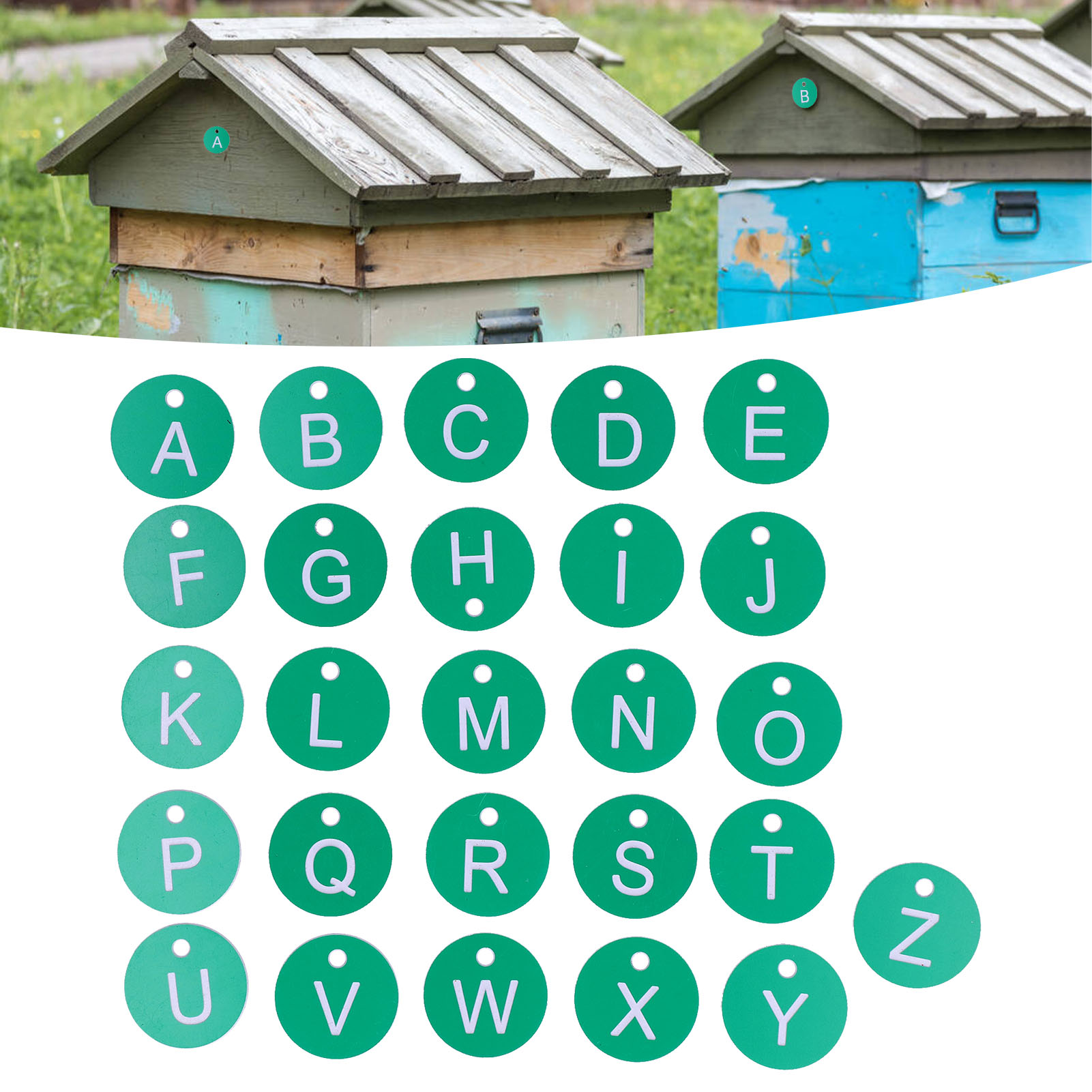 26 Bienenstock-kennzeichnungsetiketten Mit Zahlen Und Buchstaben, Perforierte Etiketten, Identifikationsetiketten Für Bienenstöcke, Grüne Etiketten