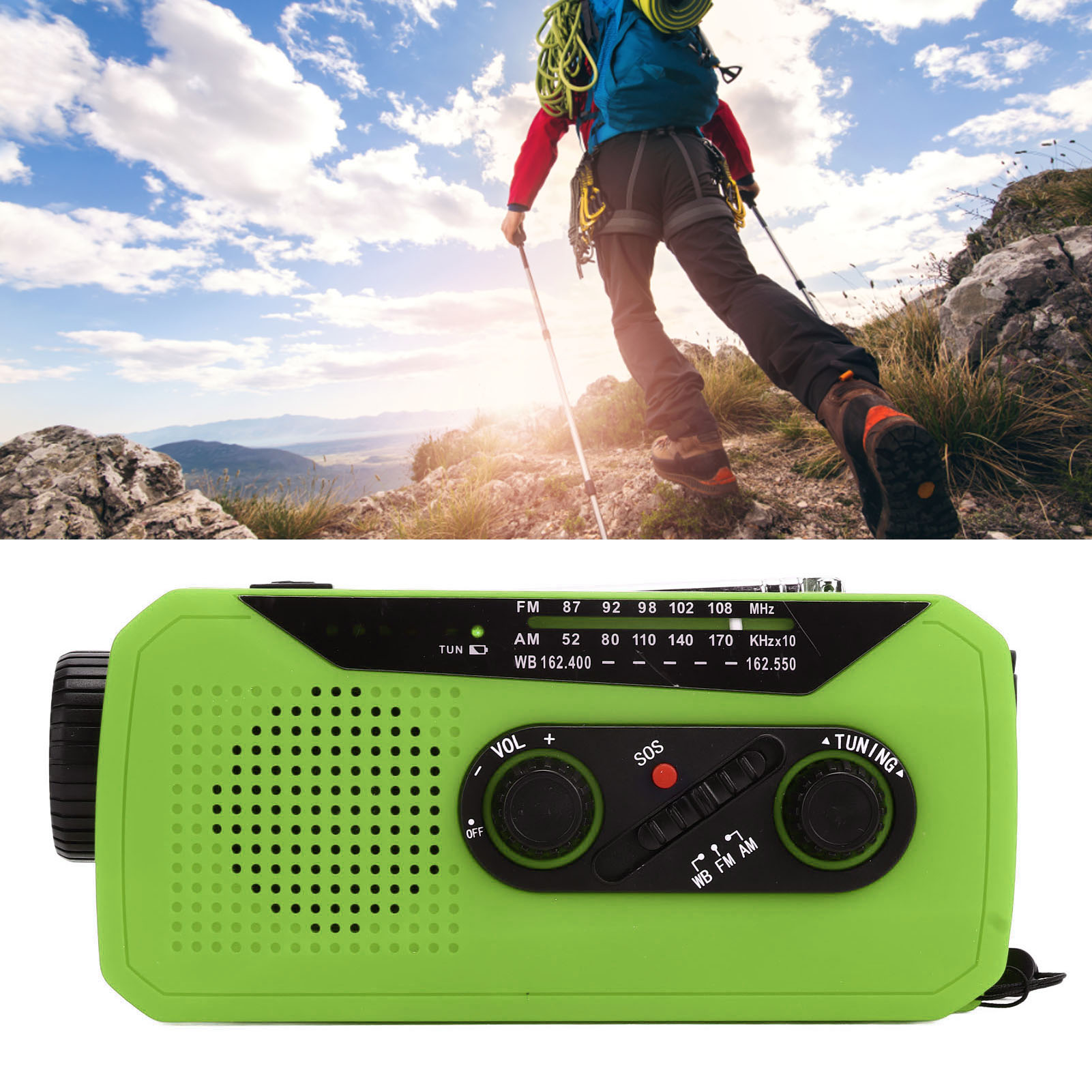 Wiederaufladbares Tarnradio, Kurbelradio Mit Solarbetrieb, Mini-radio-notfalltaschenlampe, Amerikanisches Grün