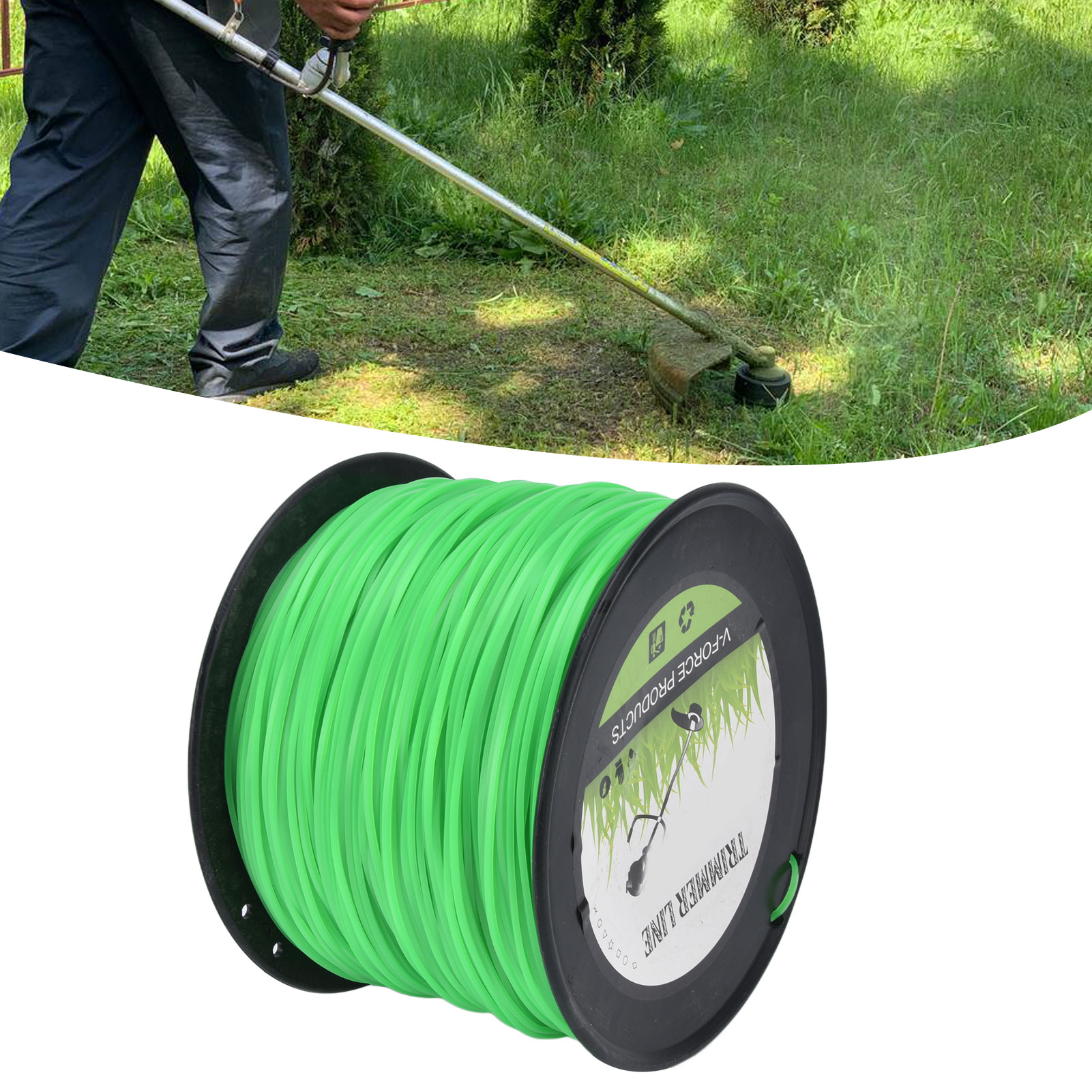 Geeignet Für Husqvarna Und Ryobi Rasenmäher, 2,0 Mm Quadratische Schnittlinie, Grün, 372 Meter.