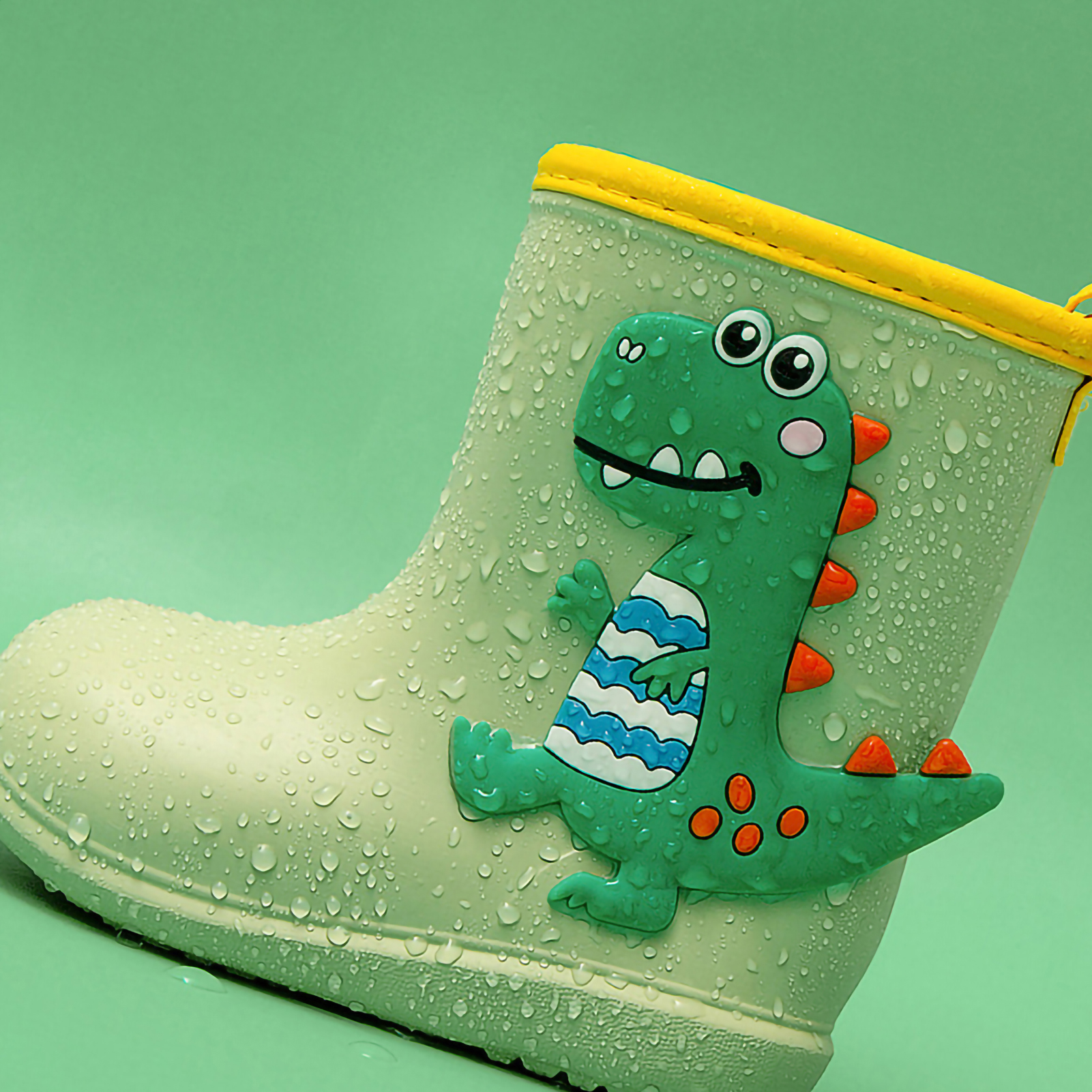Happy Mary Kinder-regenstiefel, Cartoon-muster, Für Jungen Und Mädchen, Schulkinder, Gummi-regenstiefel, Ganzjahres-wasserschuhe Für Kinder, Keimgrün, Innenlänge 16 Cm.