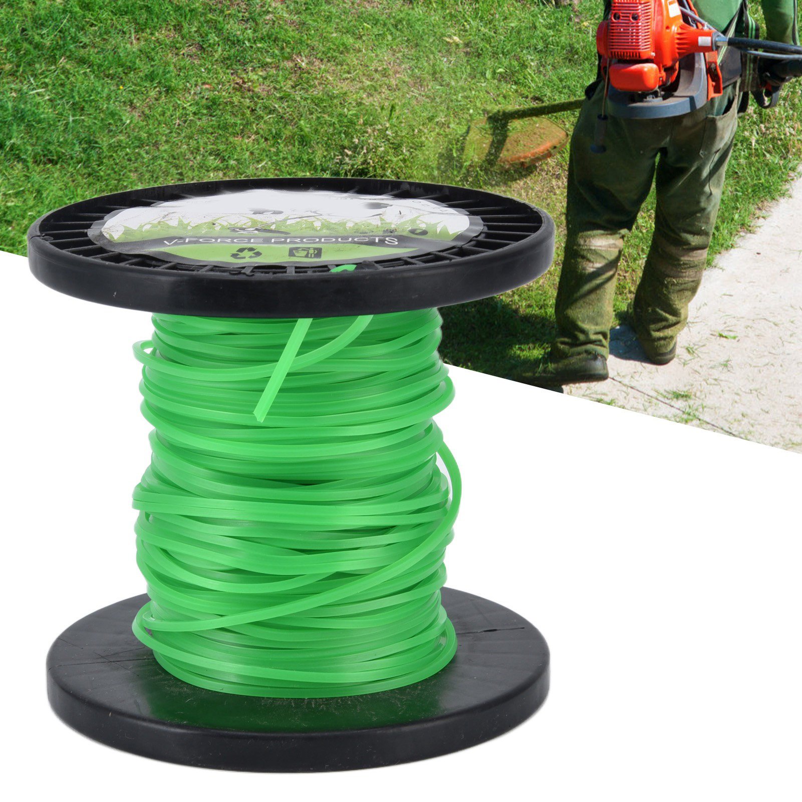 Geeignet Für Husqvarna, Ryobi, Echo, Stihl Und Andere Rasenmäher Mit 2,0 Mm Quadratischem Schneidfaden, Grün, 30 Meter.