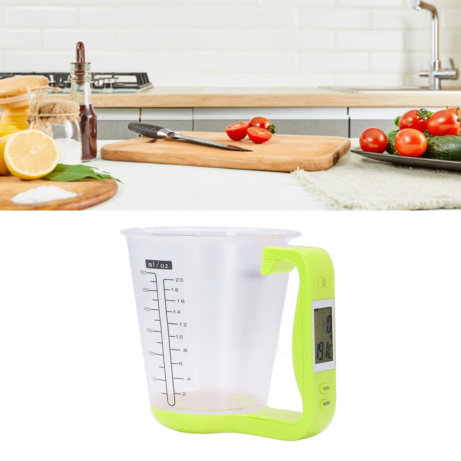 Tragbarer Elektronischer 1-kg-messbecher Für Zuhause, Küchenwaage, 1-kg-messbecher, Grün